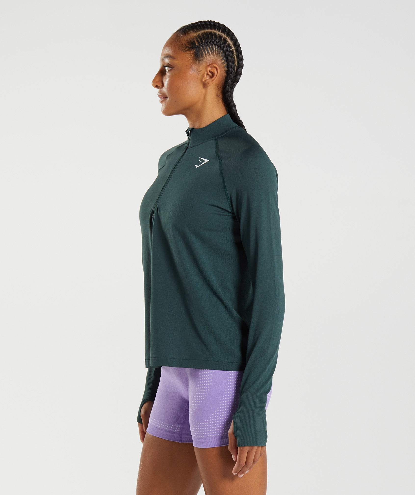 Green Women's Gymshark Vital Seamless 1/2 Zip Sweatshirts | ATRESW-159