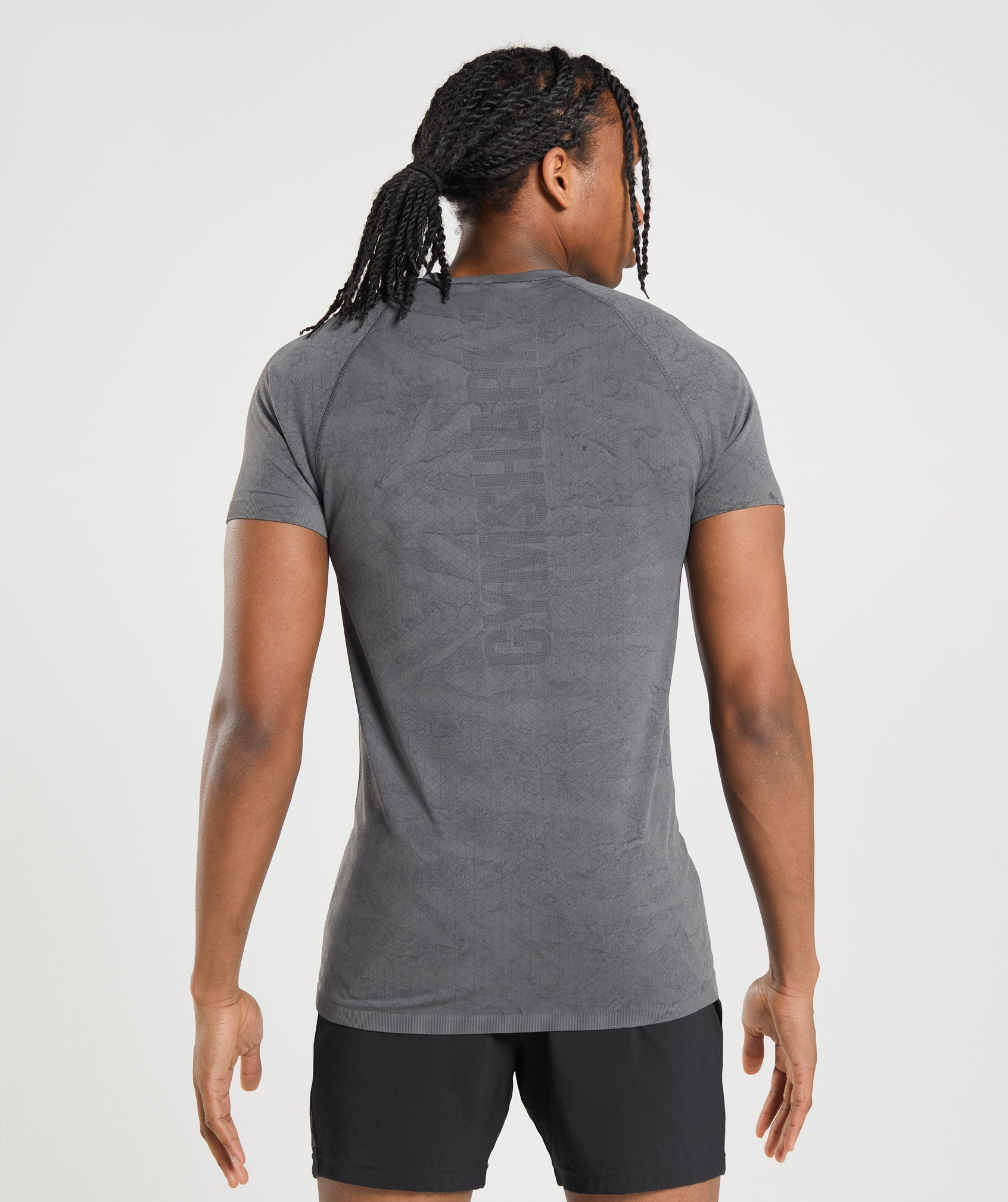 Grey / Black Men's Gymshark Geo Seamless T Shirts | TGBCXA-290