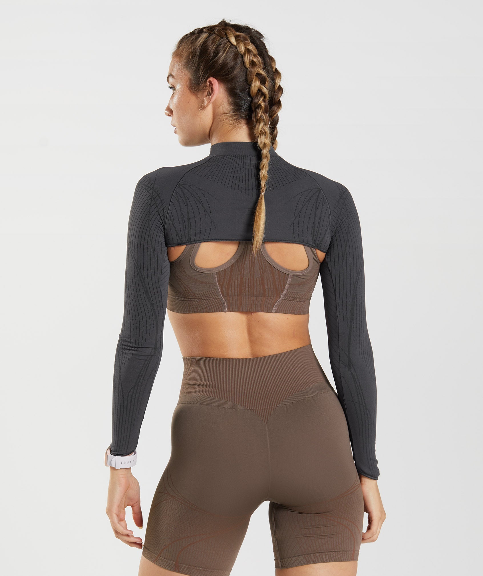 Grey / Black Women's Gymshark Apex Seamless Shrug Sports Bra | SFAQKV-520