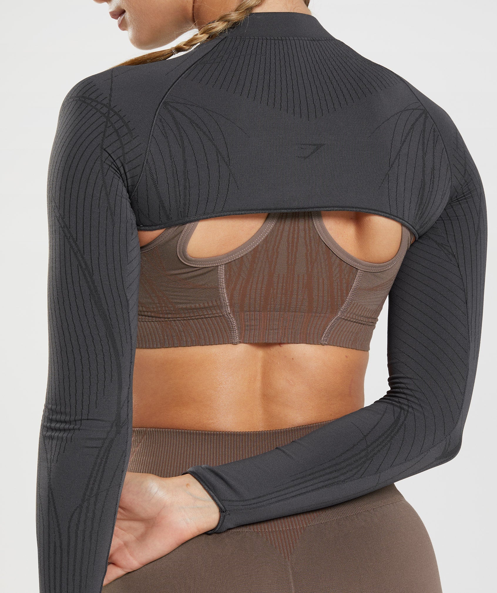 Grey / Black Women's Gymshark Apex Seamless Shrug Sports Bra | SFAQKV-520