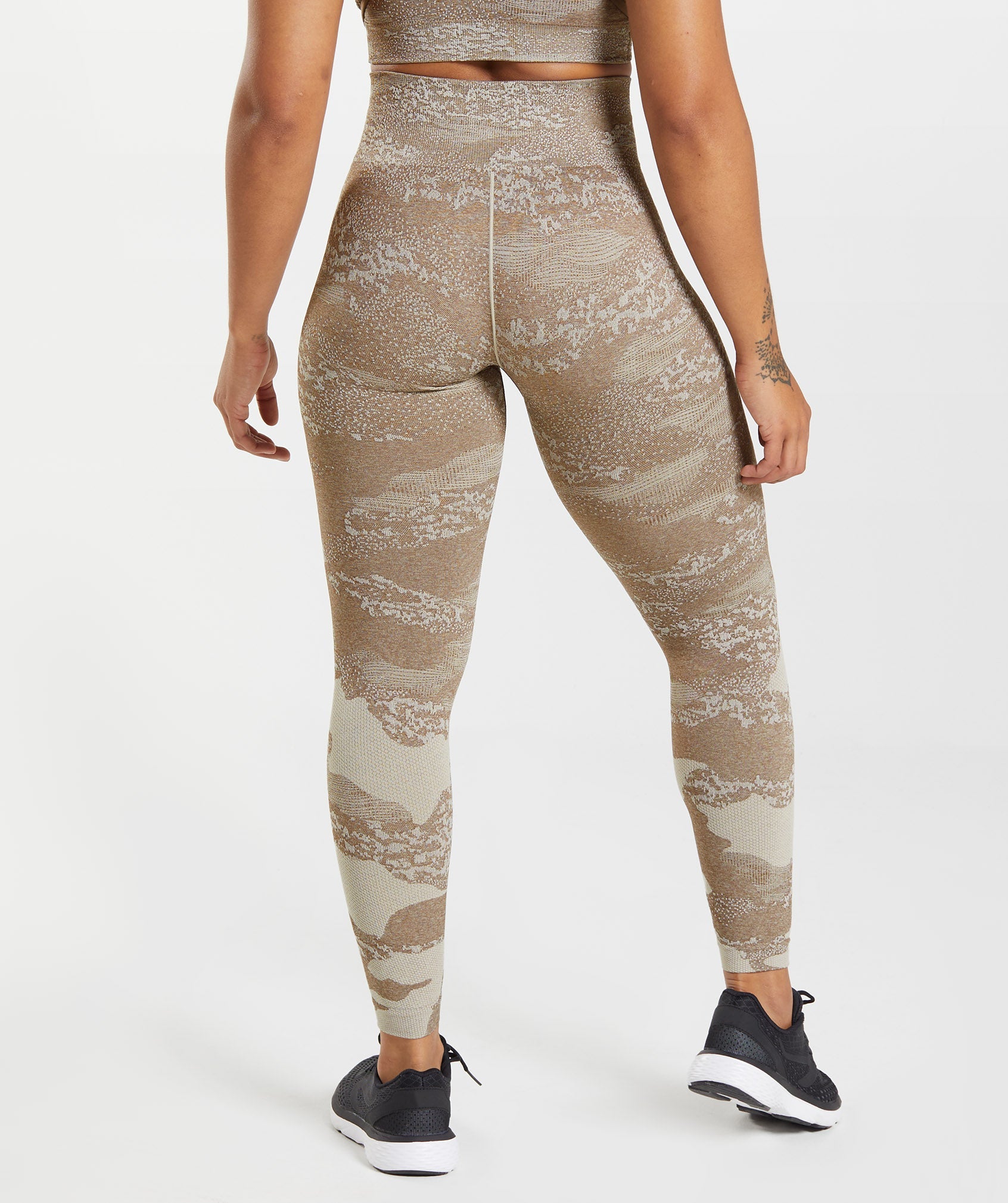 Grey / Brown Women's Gymshark Adapt Camo Seamless Leggings | TZNLQC-046