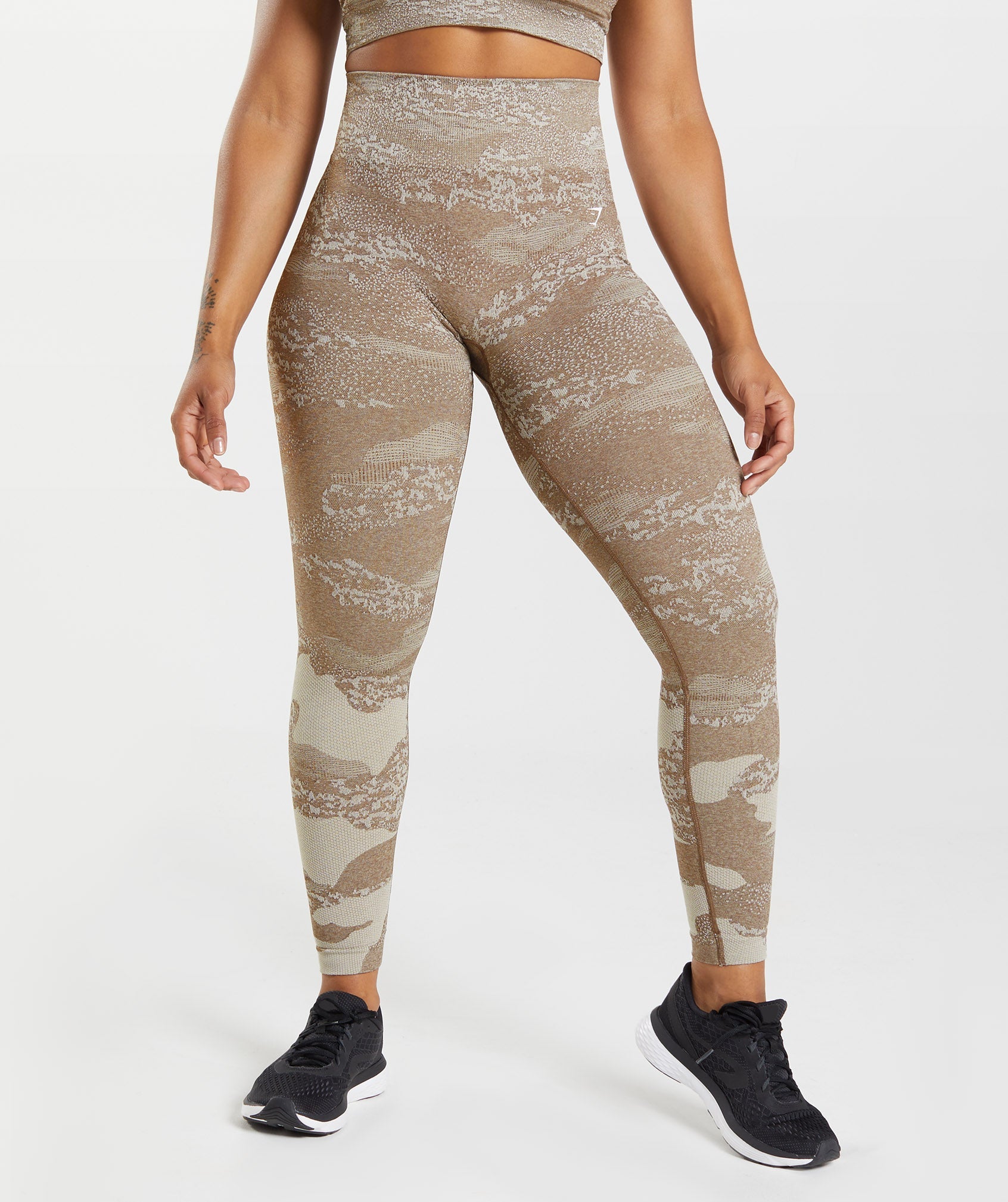 Grey / Brown Women\'s Gymshark Adapt Camo Seamless Leggings | TZNLQC-046