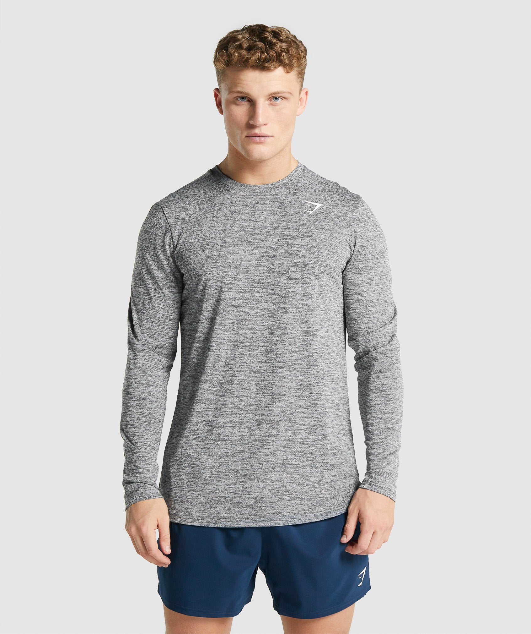 Grey Men\'s Gymshark Arrival Marl Long Sleeve T Shirts | QIJOLS-023