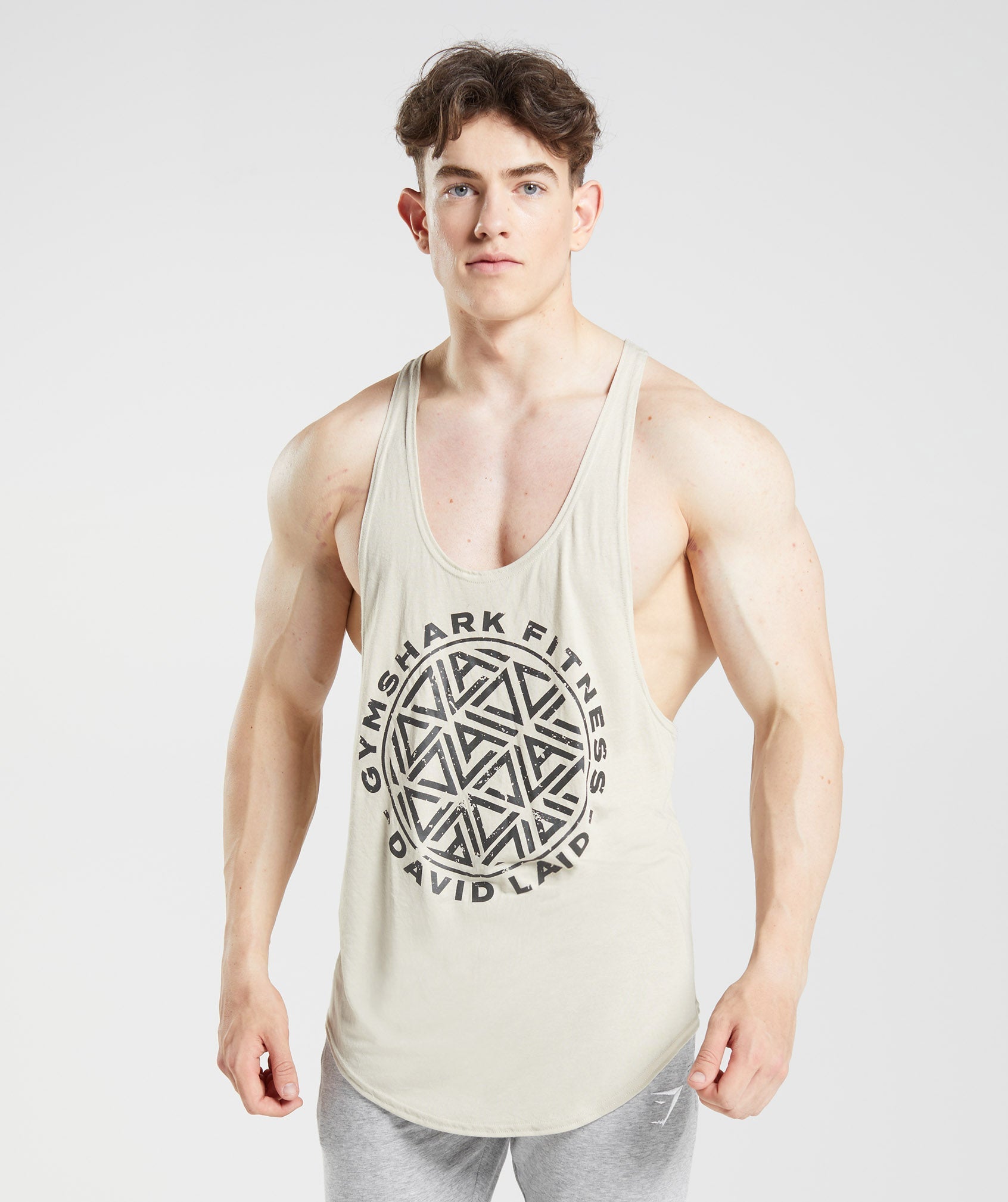 Grey Men's Gymshark GS x David Laid Stringer Vest | NRBYFZ-854