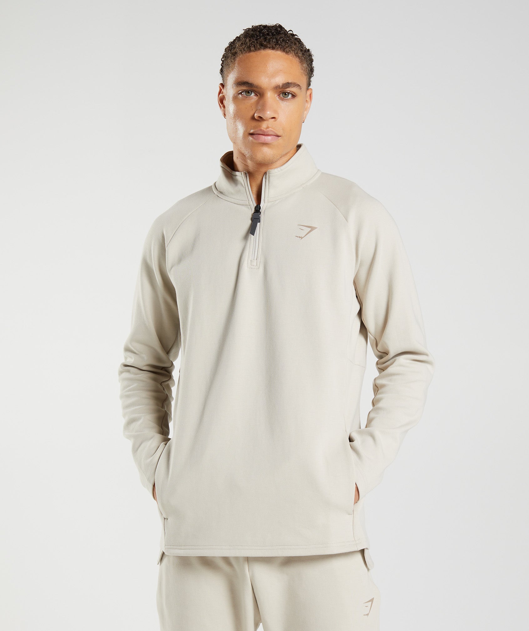 Grey Men\'s Gymshark Rest Day 1/4 Zip Tops | BQUVID-032