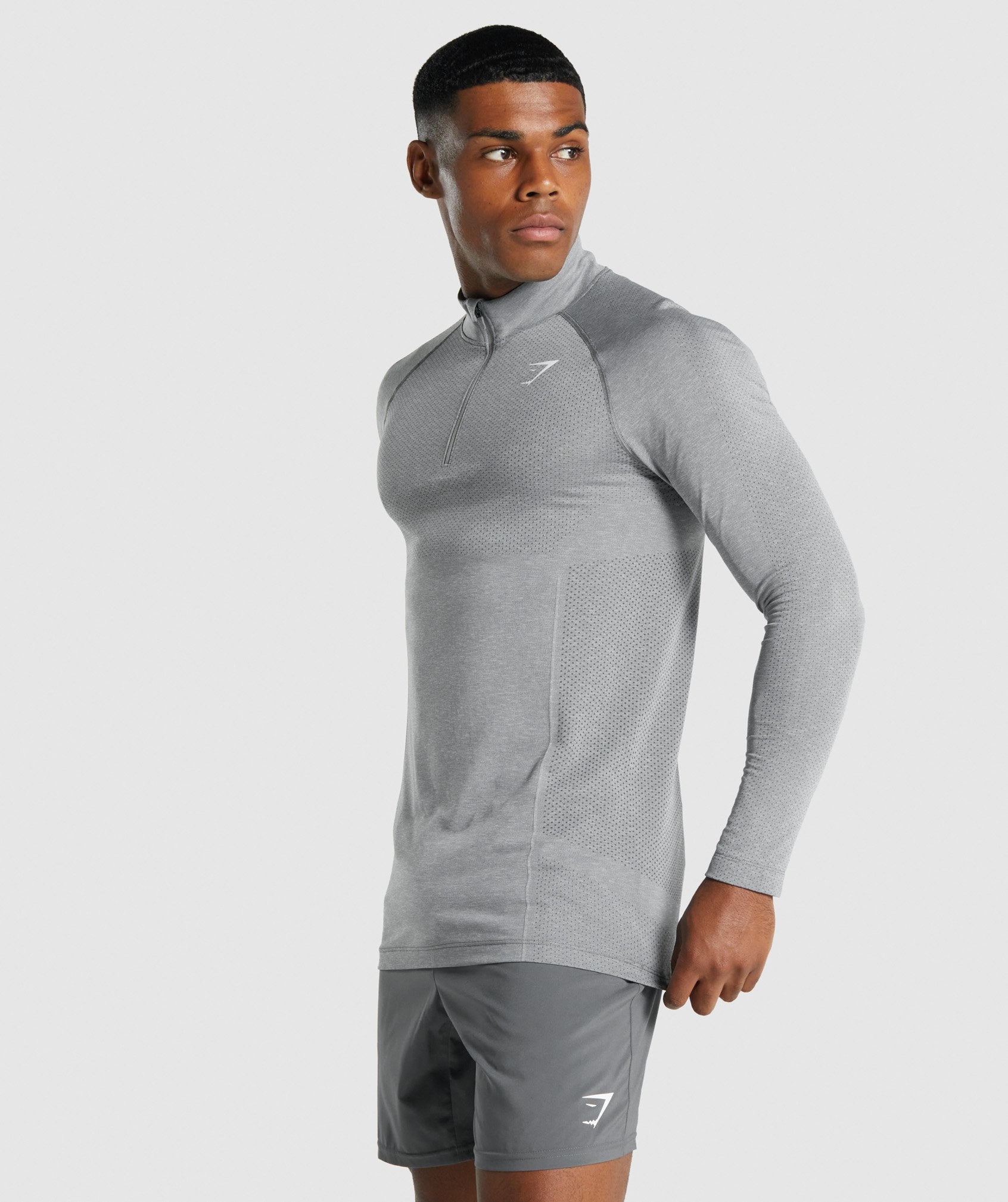 Grey Men's Gymshark Vital Light 1/4 Zip Tops | BRKAND-359