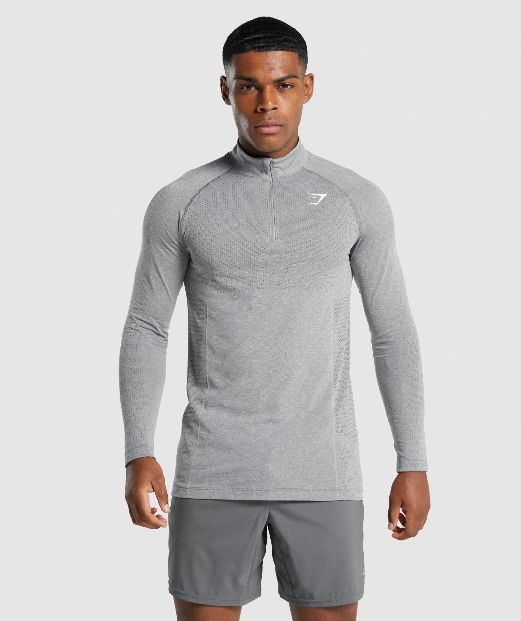 Grey Men\'s Gymshark Vital Light 1/4 Zip Tops | BRKAND-359