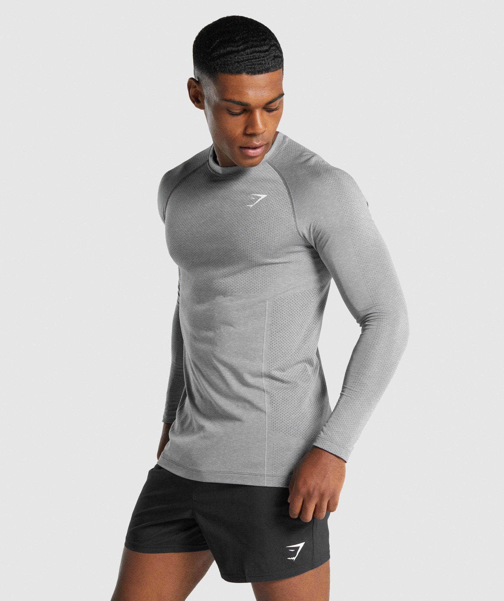 Grey Men's Gymshark Vital Light Seamless Long Sleeve T Shirts | FZJWHI-439