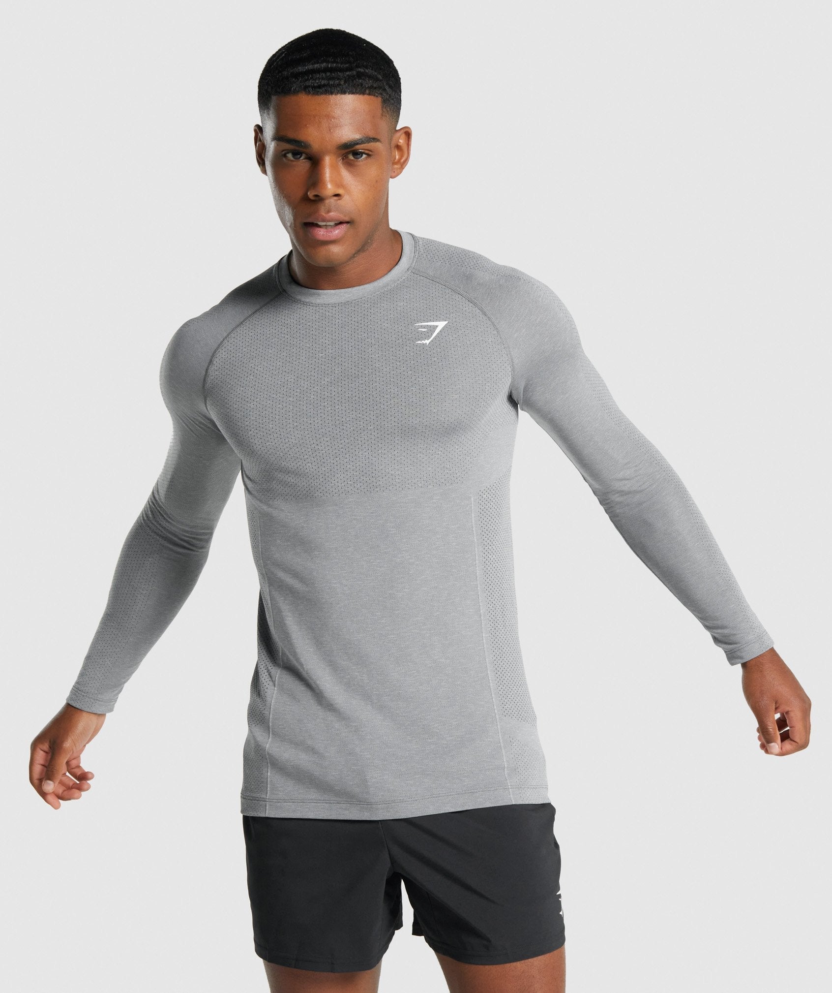 Grey Men\'s Gymshark Vital Light Seamless Long Sleeve T Shirts | FZJWHI-439