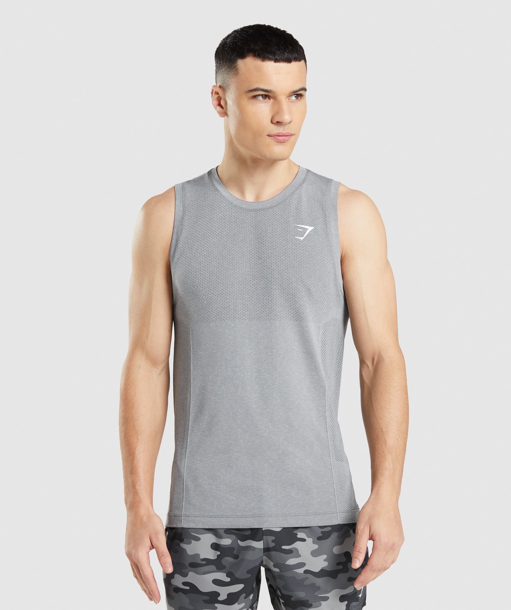 Grey Men\'s Gymshark Vital Seamless Light Tanks | IXAOBL-834