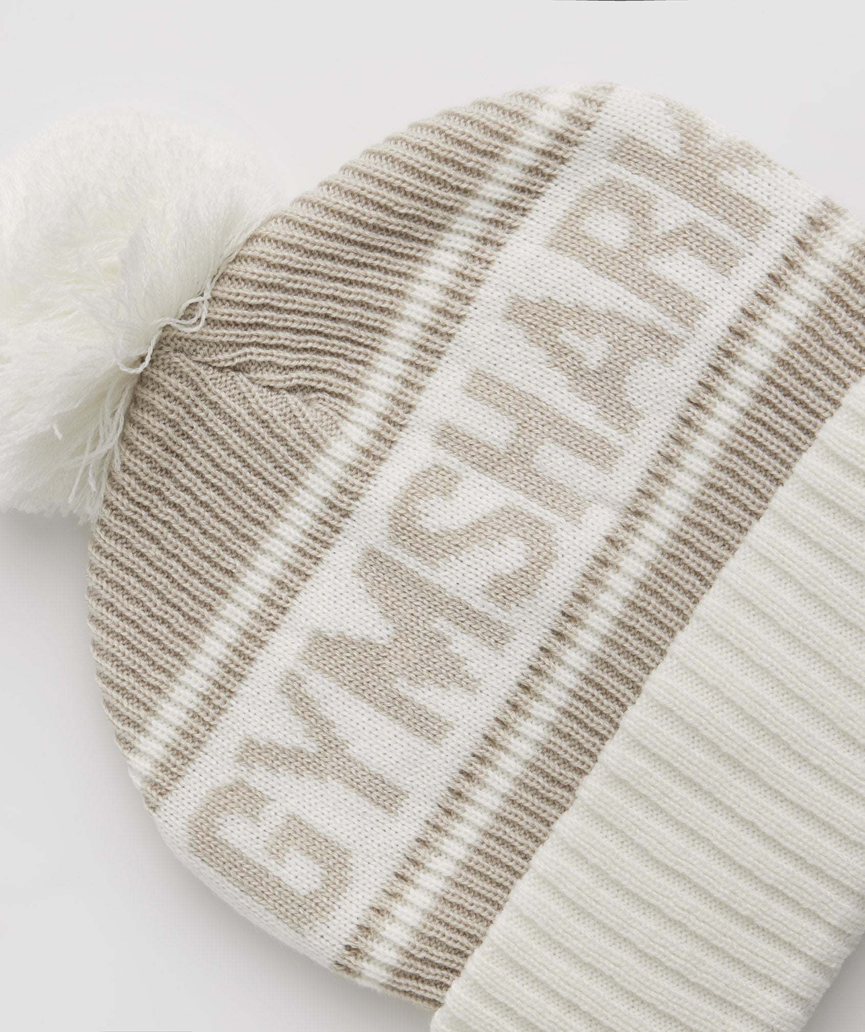 Grey / White Women's Gymshark Pom Beanie Hats | IPBDXJ-043