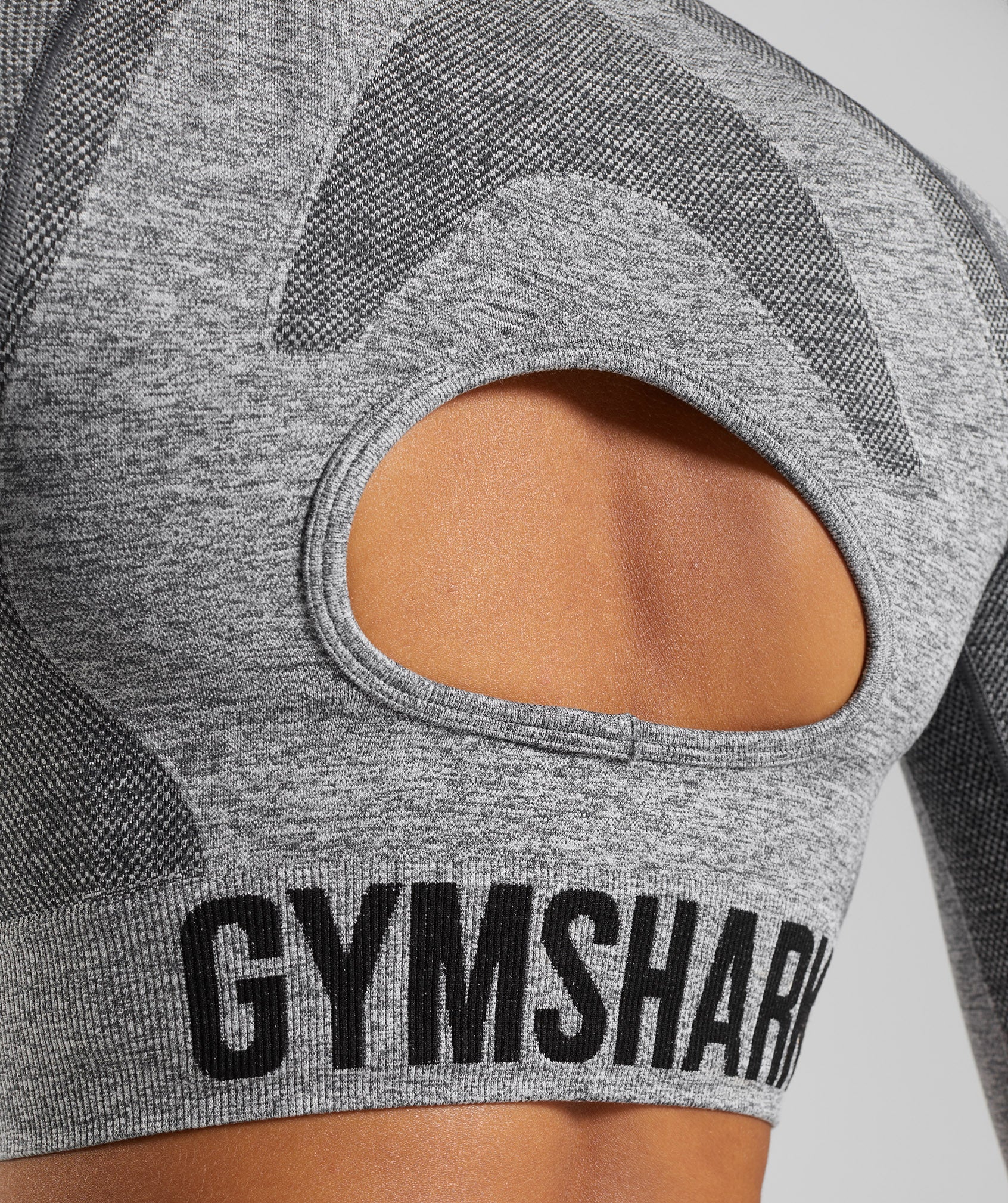 Grey Women's Gymshark Flex Long Sleeve Crop Tops | NZIBFG-847