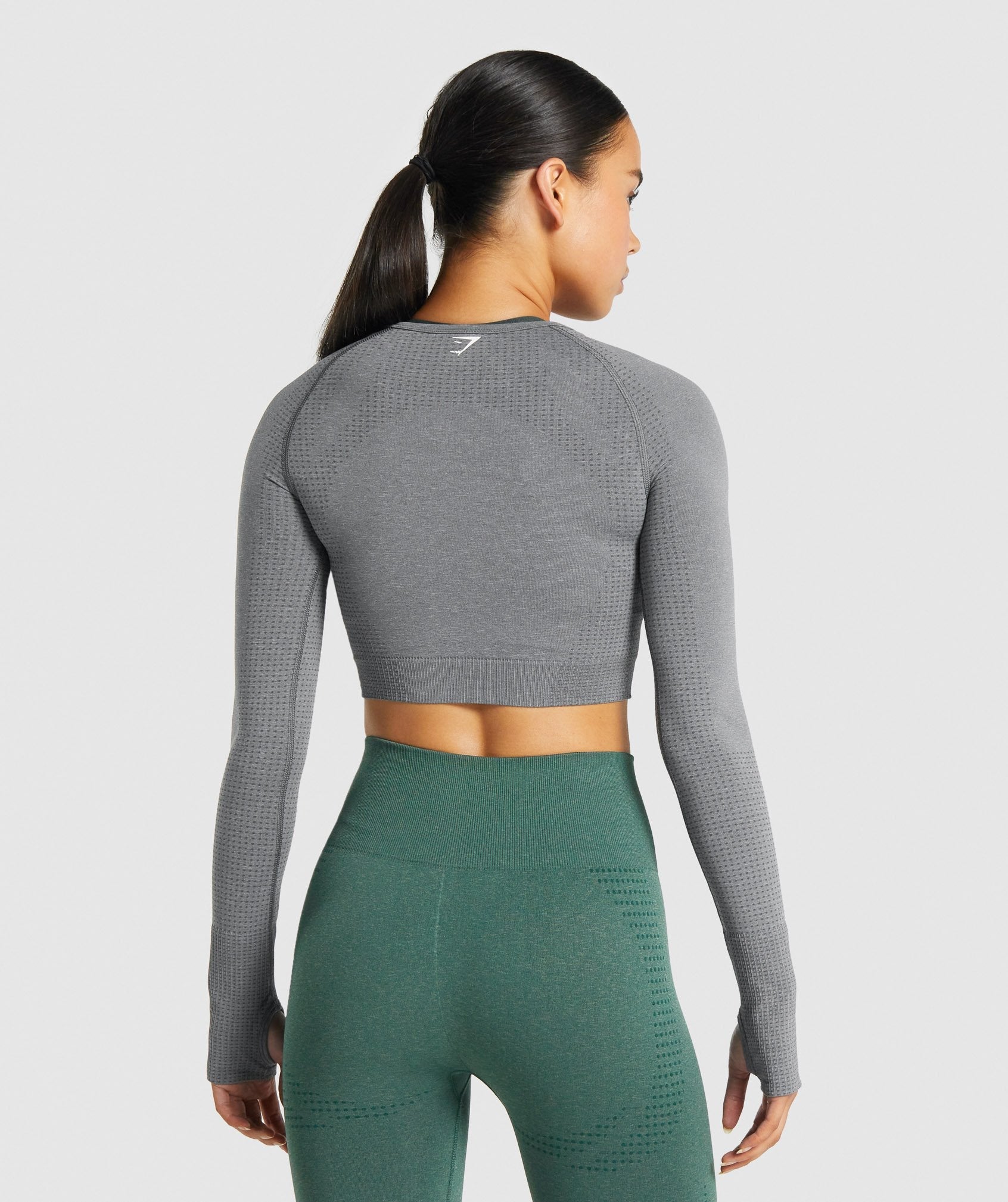 Grey Women's Gymshark Vital Seamless 2.0 Long Sleeve Crop Tops | EYPOAF-248