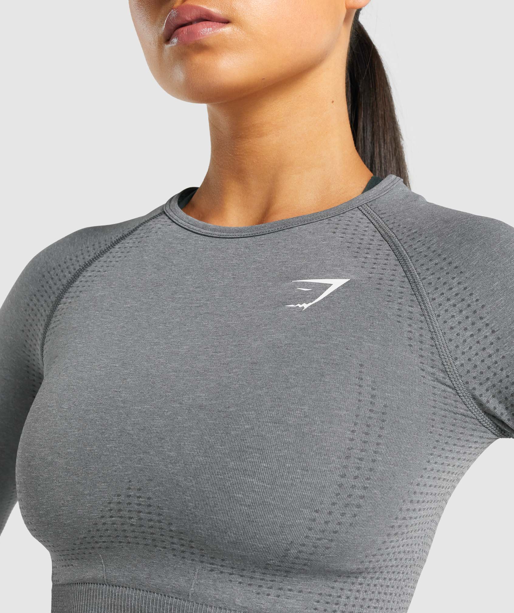 Grey Women's Gymshark Vital Seamless 2.0 Long Sleeve Crop Tops | EYPOAF-248