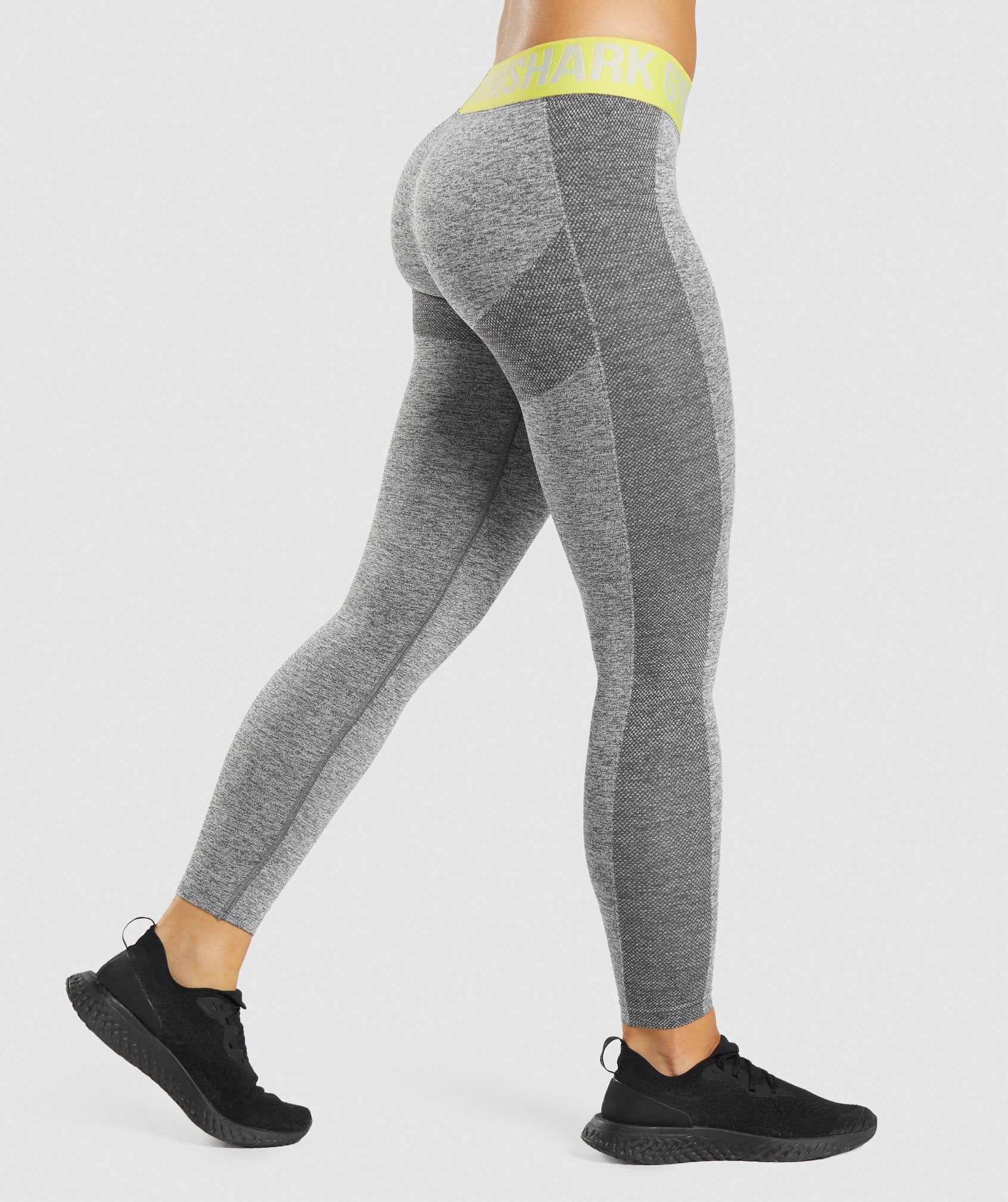 Grey / Yellow Women's Gymshark Flex Low Rise Leggings | IWSZMR-145