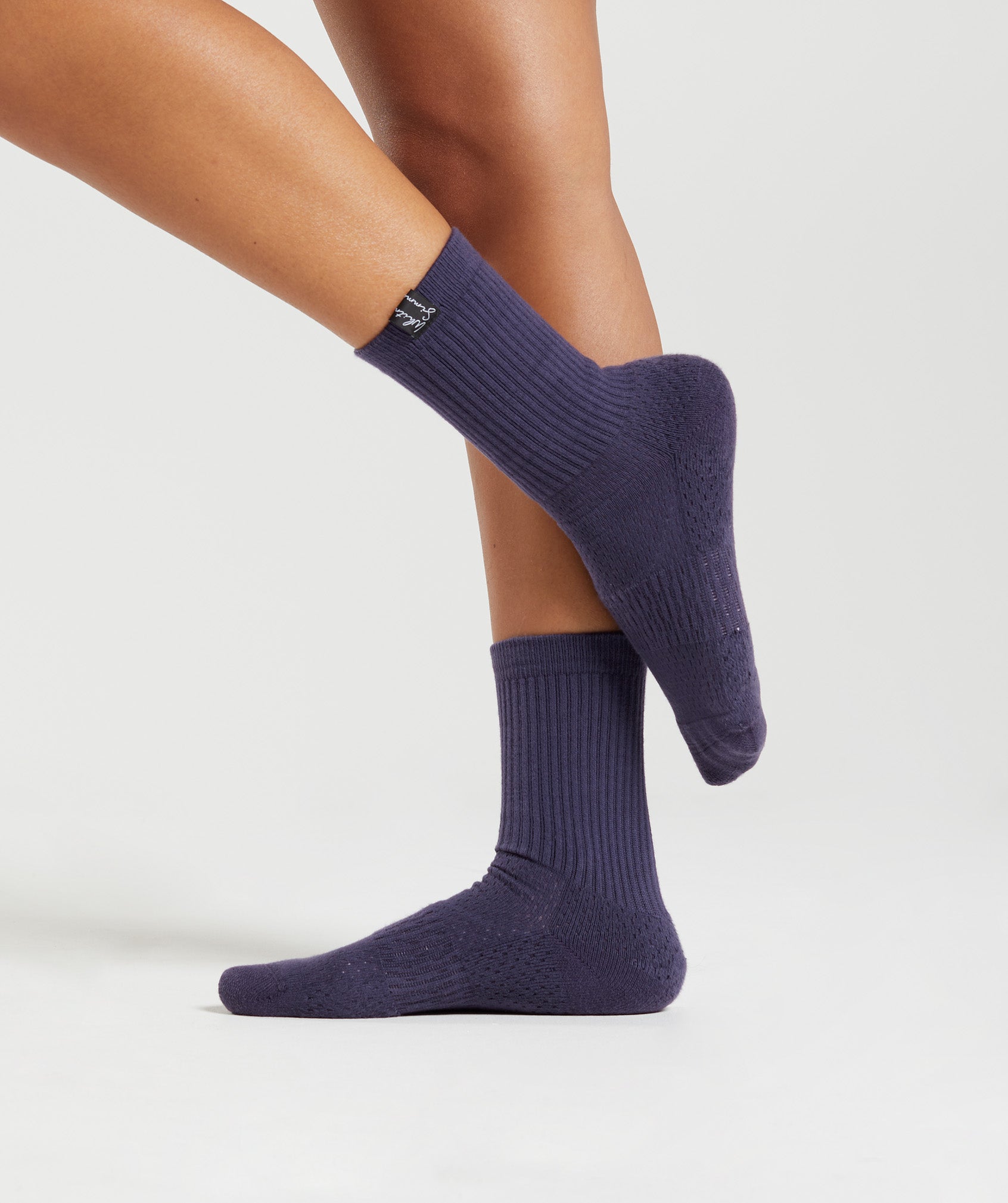 Indigo Navy Women's Gymshark Whitney Tab Crew 1pk Socks | HALCSZ-619