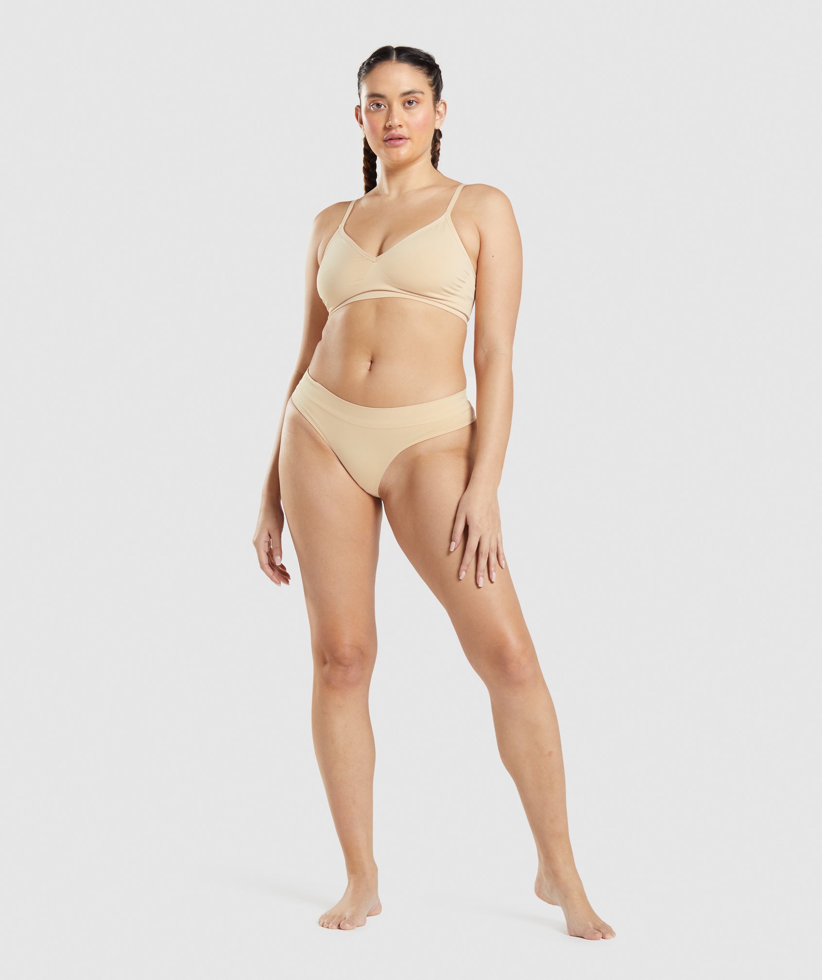 Light Brown Women's Gymshark Seamless Thong Underwear | DUQIRP-659