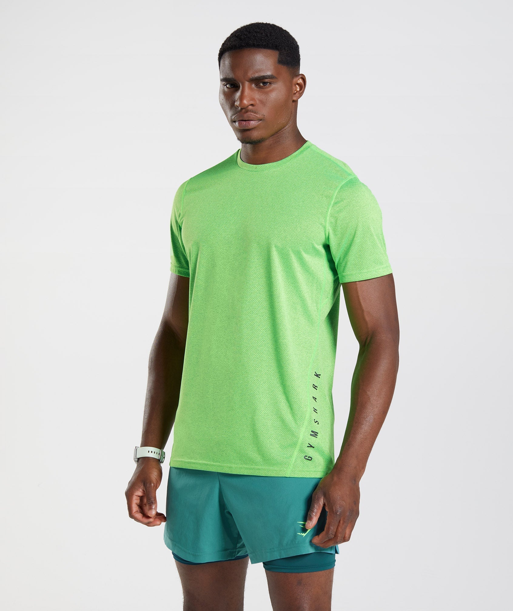 Light Green / Black Men\'s Gymshark Sport T Shirts | PEBLSD-164