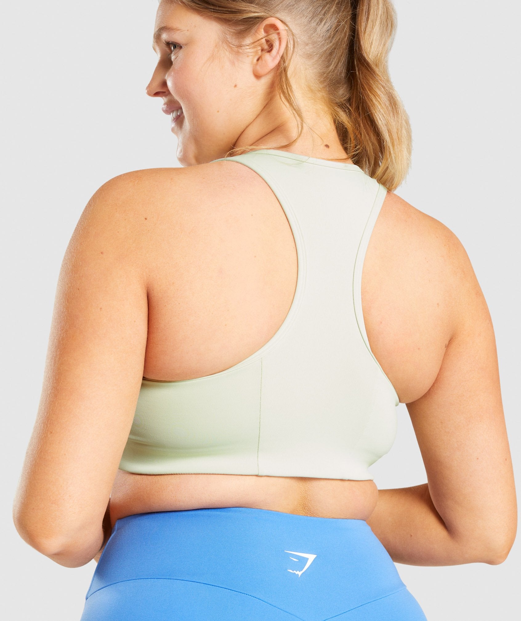 Light Green Women's Gymshark Essential Racer Back Sports Bra | UOMHXS-562