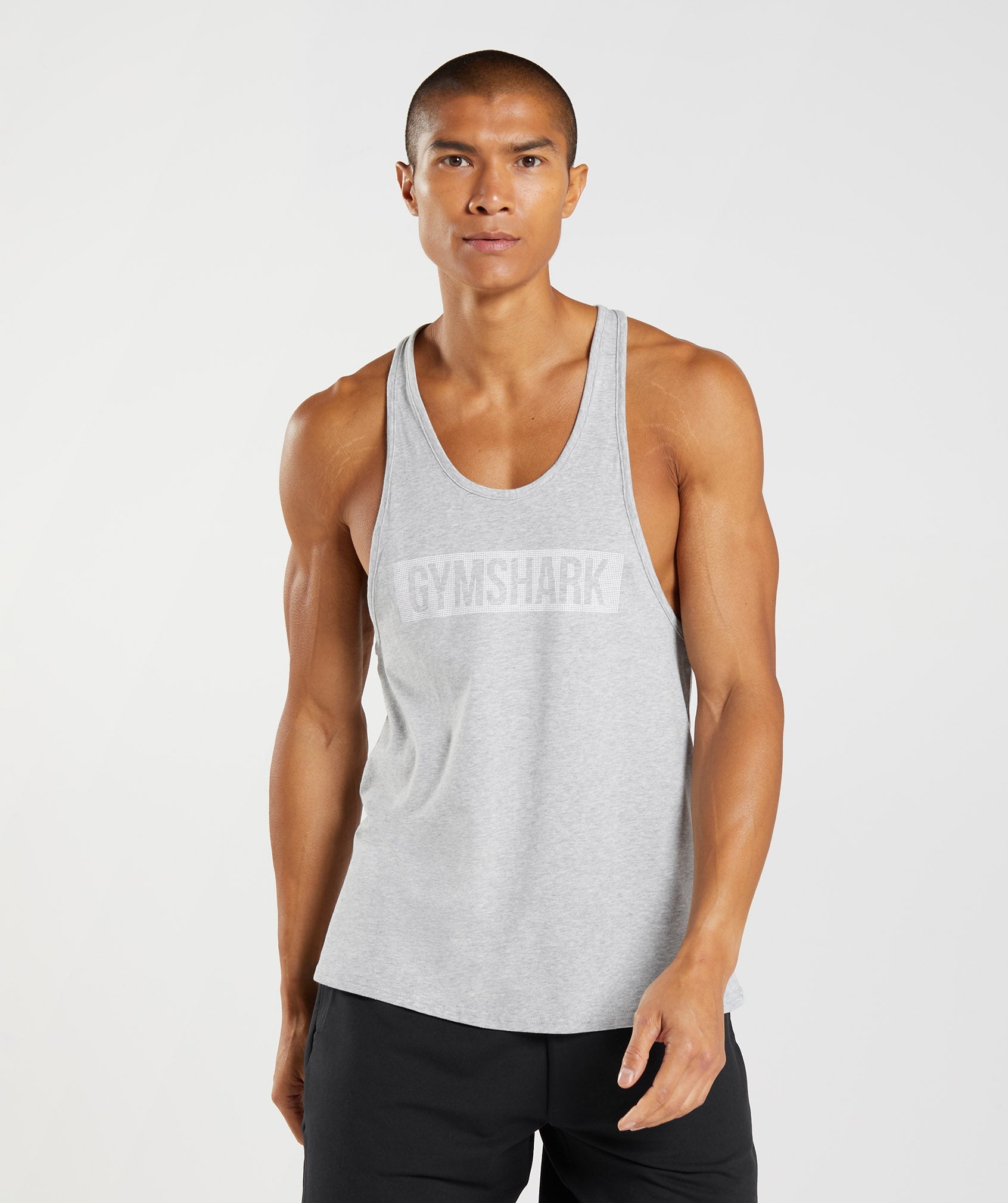 Light Grey Men\'s Gymshark Block Stringer Vest | RFBSEU-046