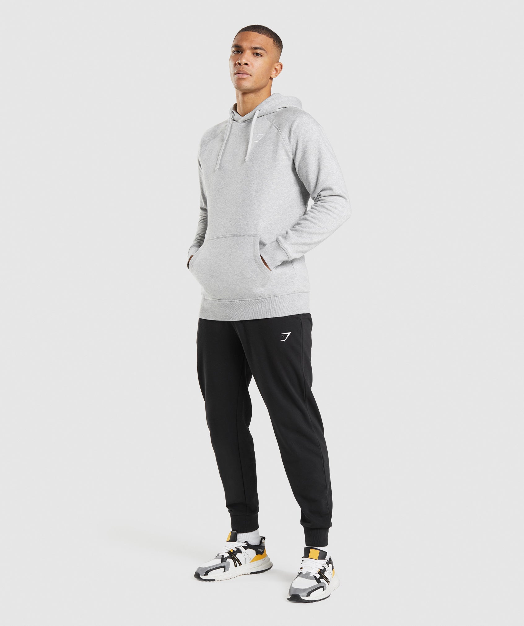 Light Grey Men's Gymshark Crest Hoodie | ZIBAXF-618