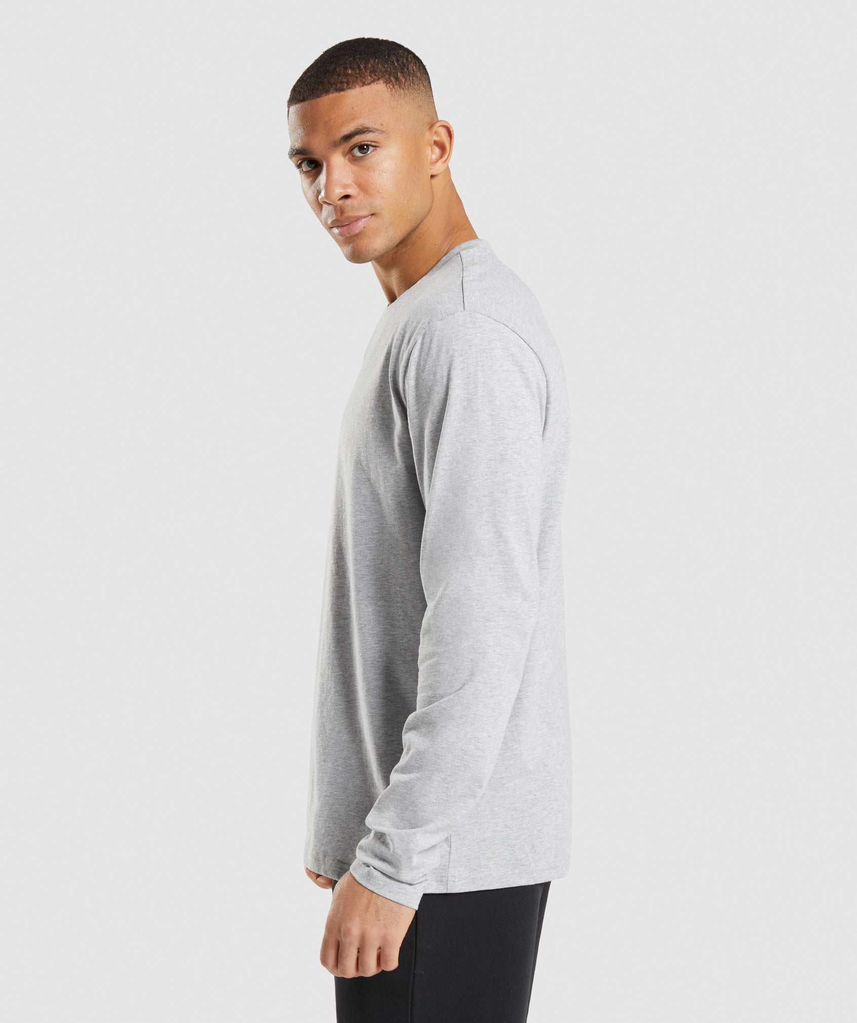 Light Grey Men's Gymshark Crest Long Sleeve T Shirts | OPHBNK-985