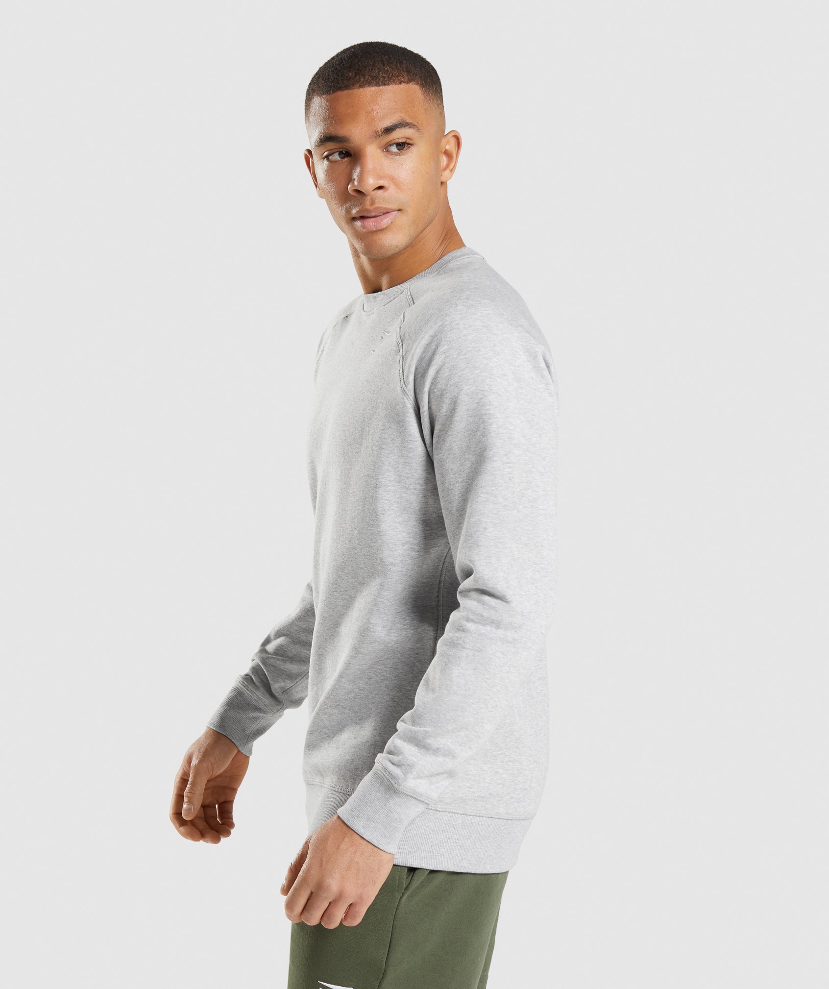 Light Grey Men's Gymshark Crest Sweatshirts | WZYCMG-632