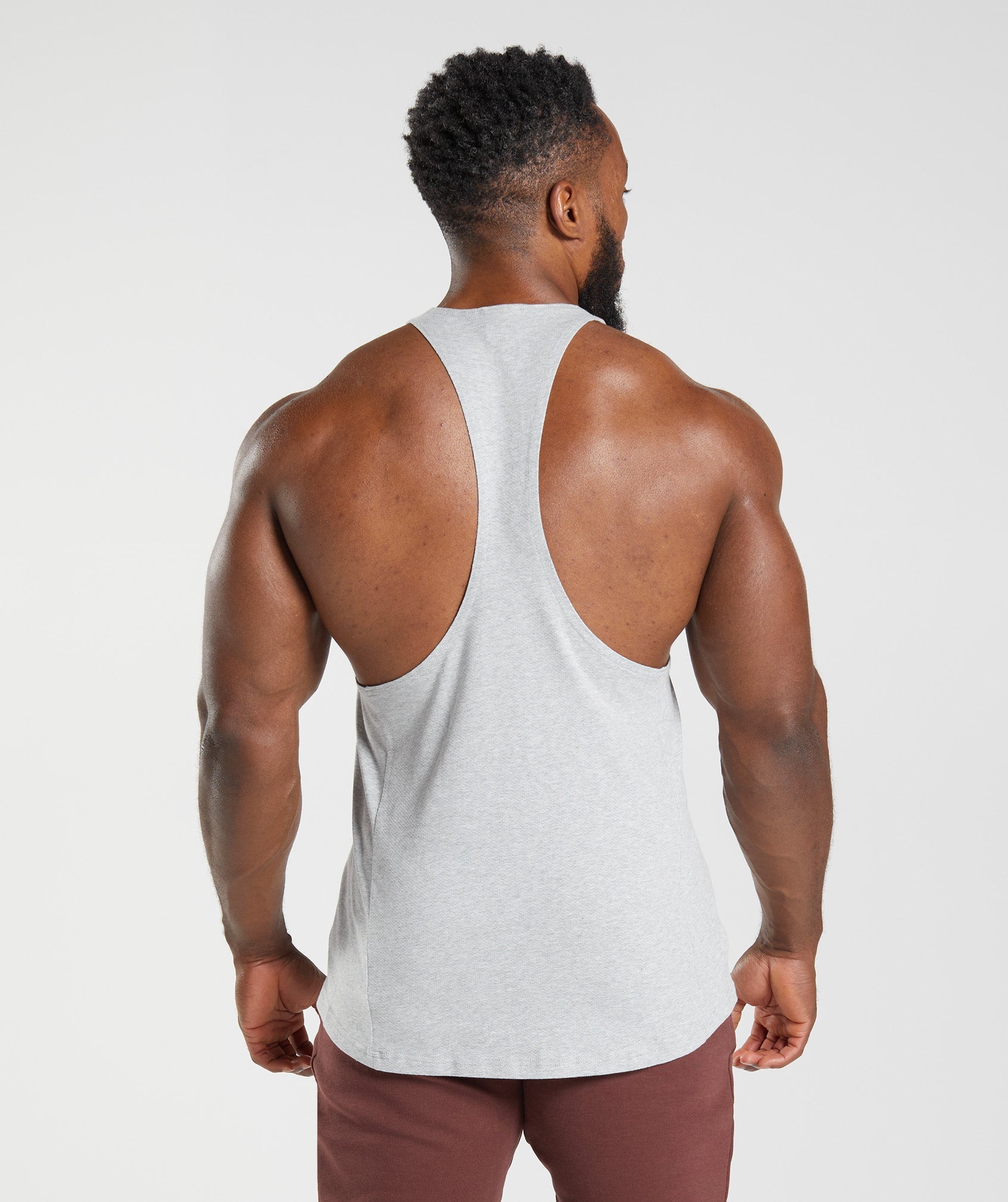 Light Grey Men's Gymshark React Stringer Vest | UNKGHE-763