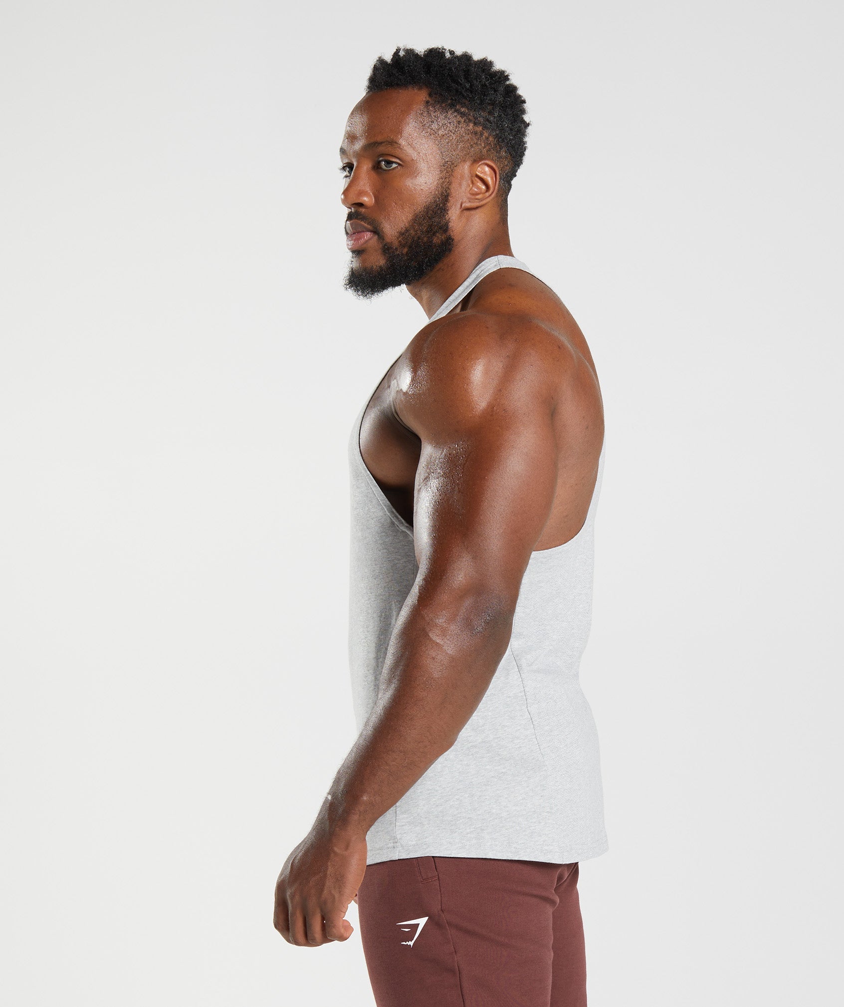 Light Grey Men's Gymshark React Stringer Vest | UNKGHE-763