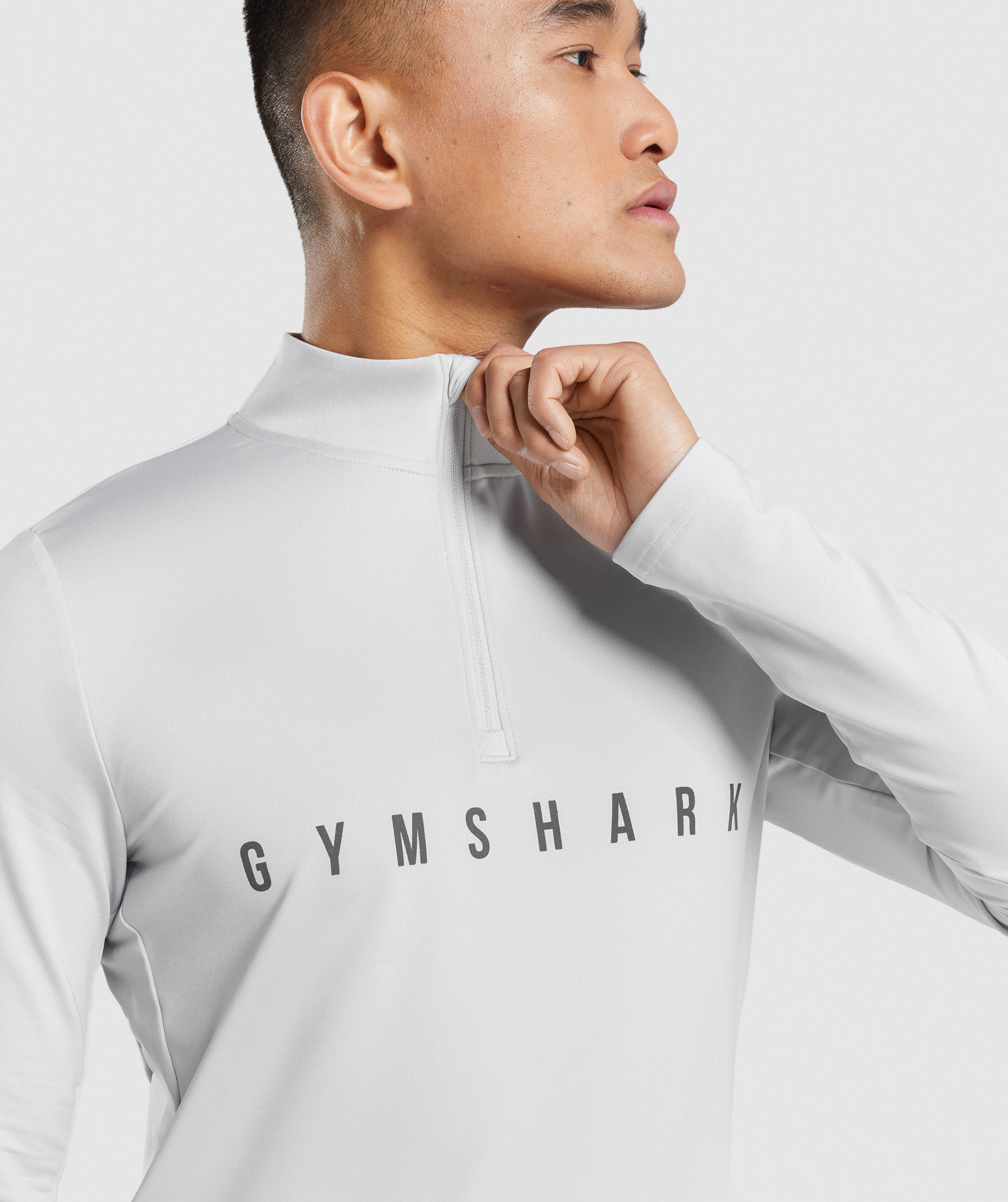 Light Grey Men's Gymshark Sport Stripe 1/4 Zip Tops | RVEMBY-537