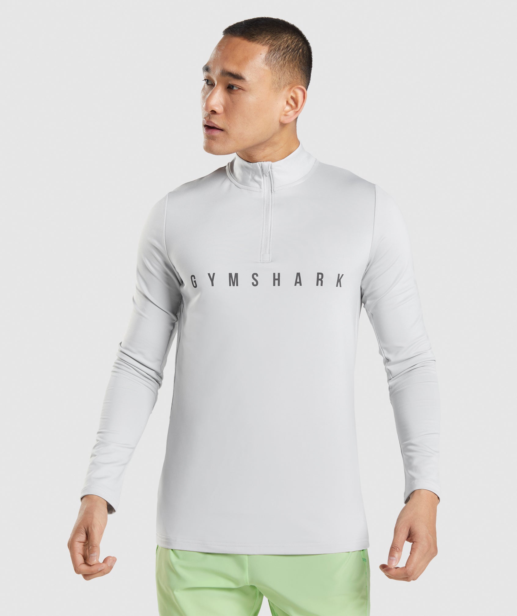 Light Grey Men\'s Gymshark Sport Stripe 1/4 Zip Tops | RVEMBY-537