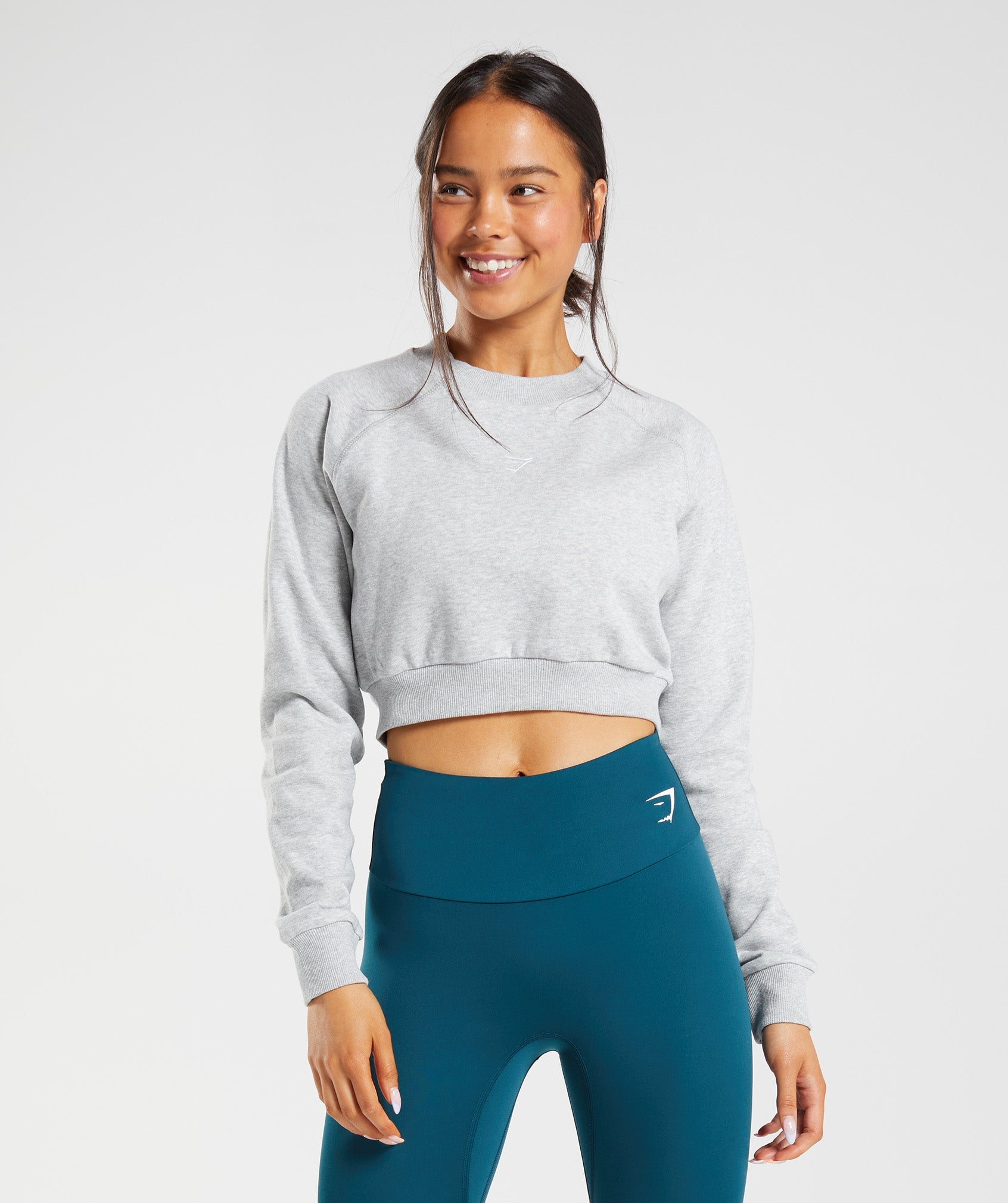 Light Grey Women\'s Gymshark Training Cropped Sweaters | JGSELB-957