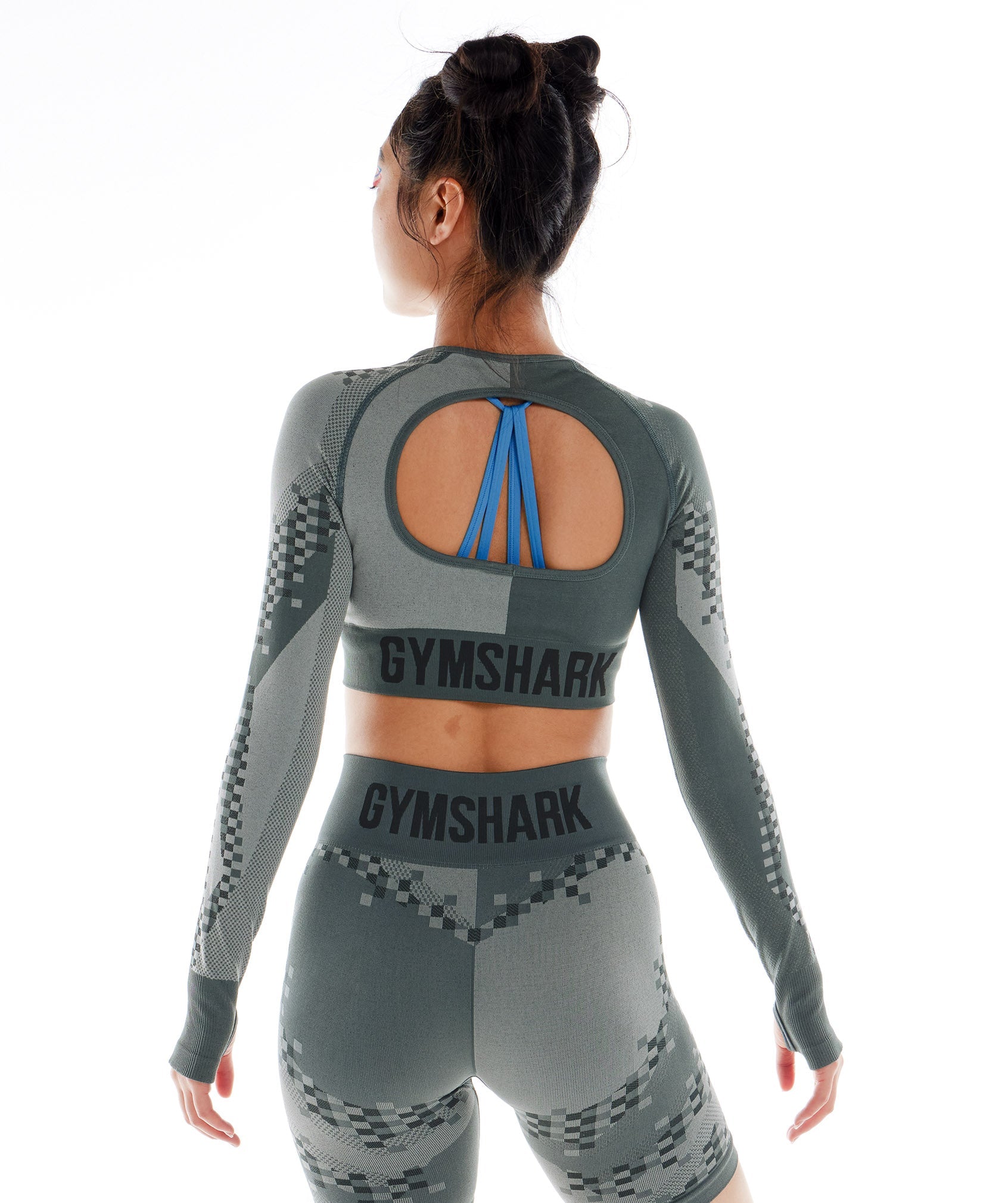 Light Grey Women's Gymshark Wtflex Cyborg Seamless Long Sleeve Crop Tops | WSRUAZ-810