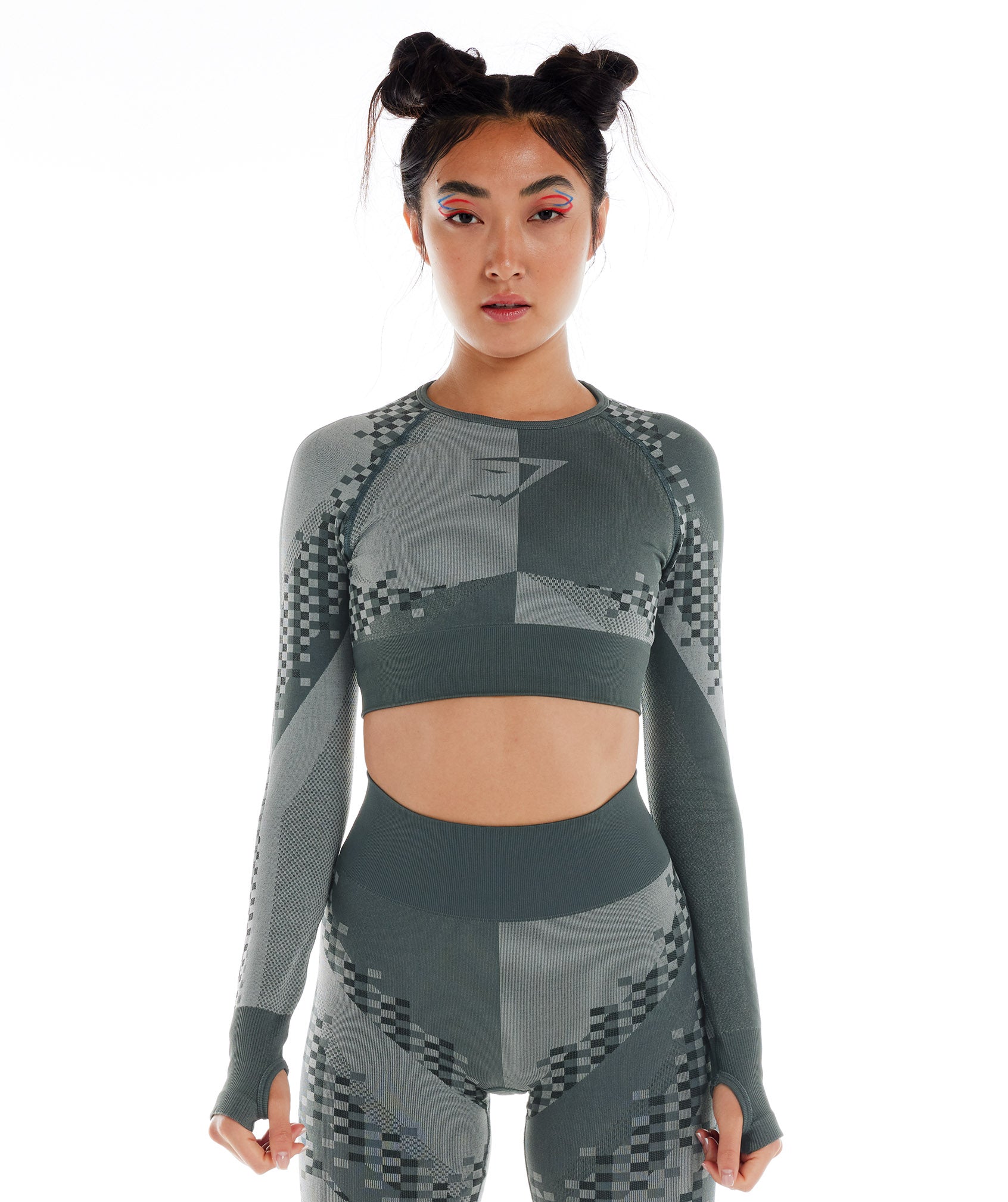 Light Grey Women\'s Gymshark Wtflex Cyborg Seamless Long Sleeve Crop Tops | WSRUAZ-810