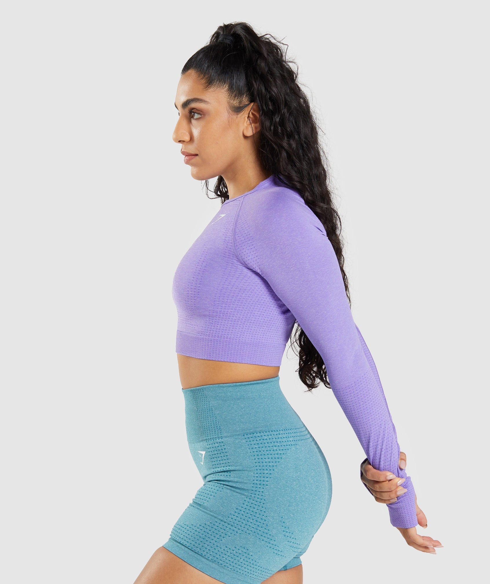 Light Purple Women's Gymshark Vital Seamless 2.0 Long Sleeve Crop Tops | HUEIPN-519