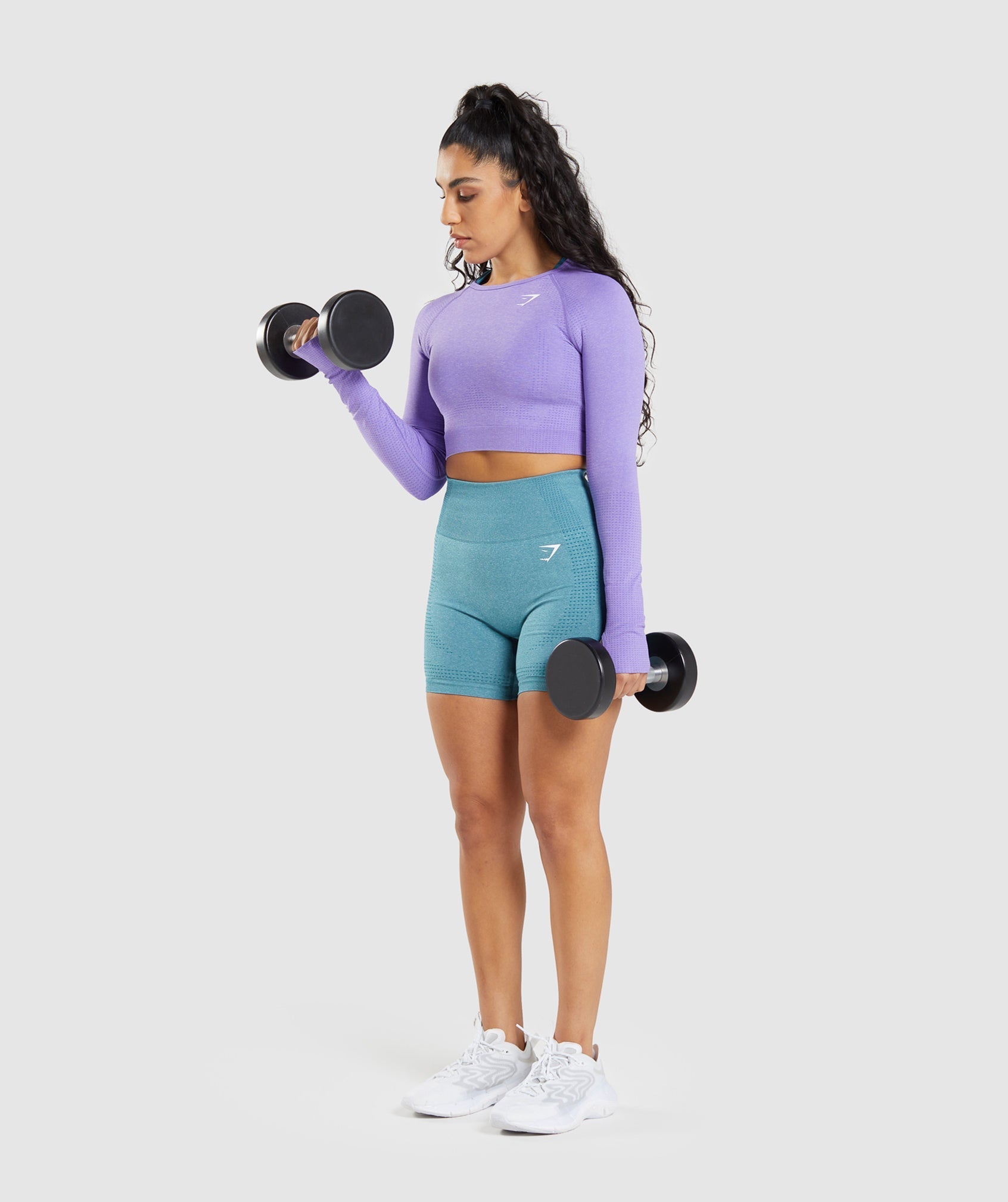 Light Purple Women's Gymshark Vital Seamless 2.0 Long Sleeve Crop Tops | HUEIPN-519