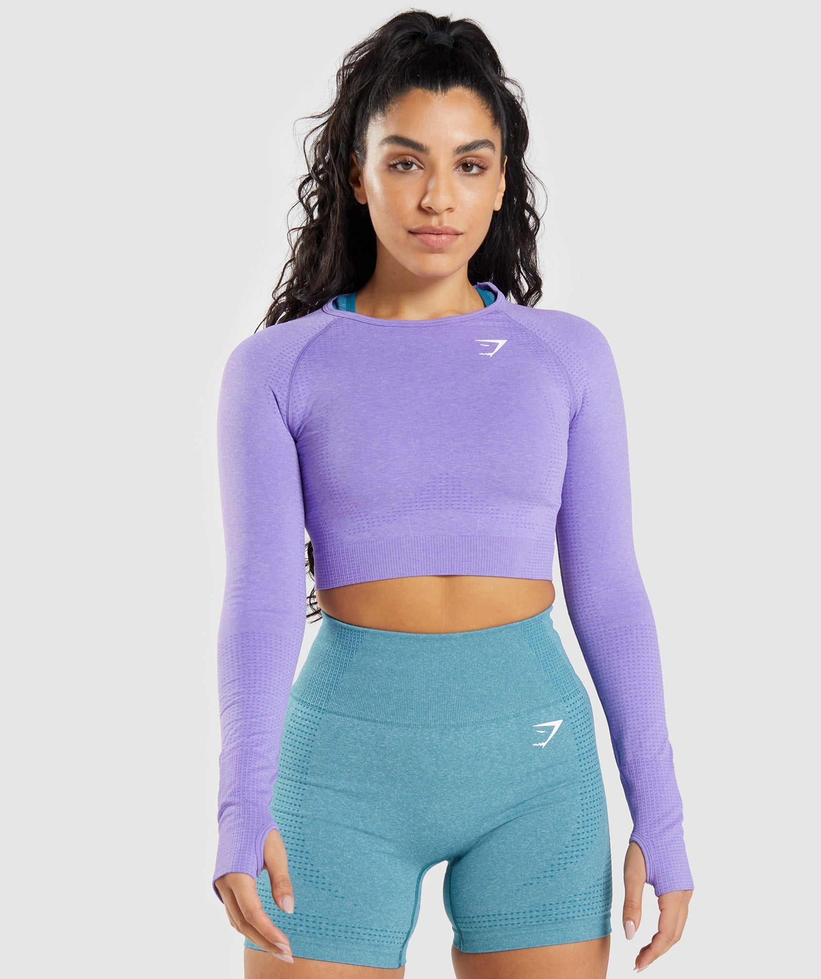 Light Purple Women\'s Gymshark Vital Seamless 2.0 Long Sleeve Crop Tops | HUEIPN-519