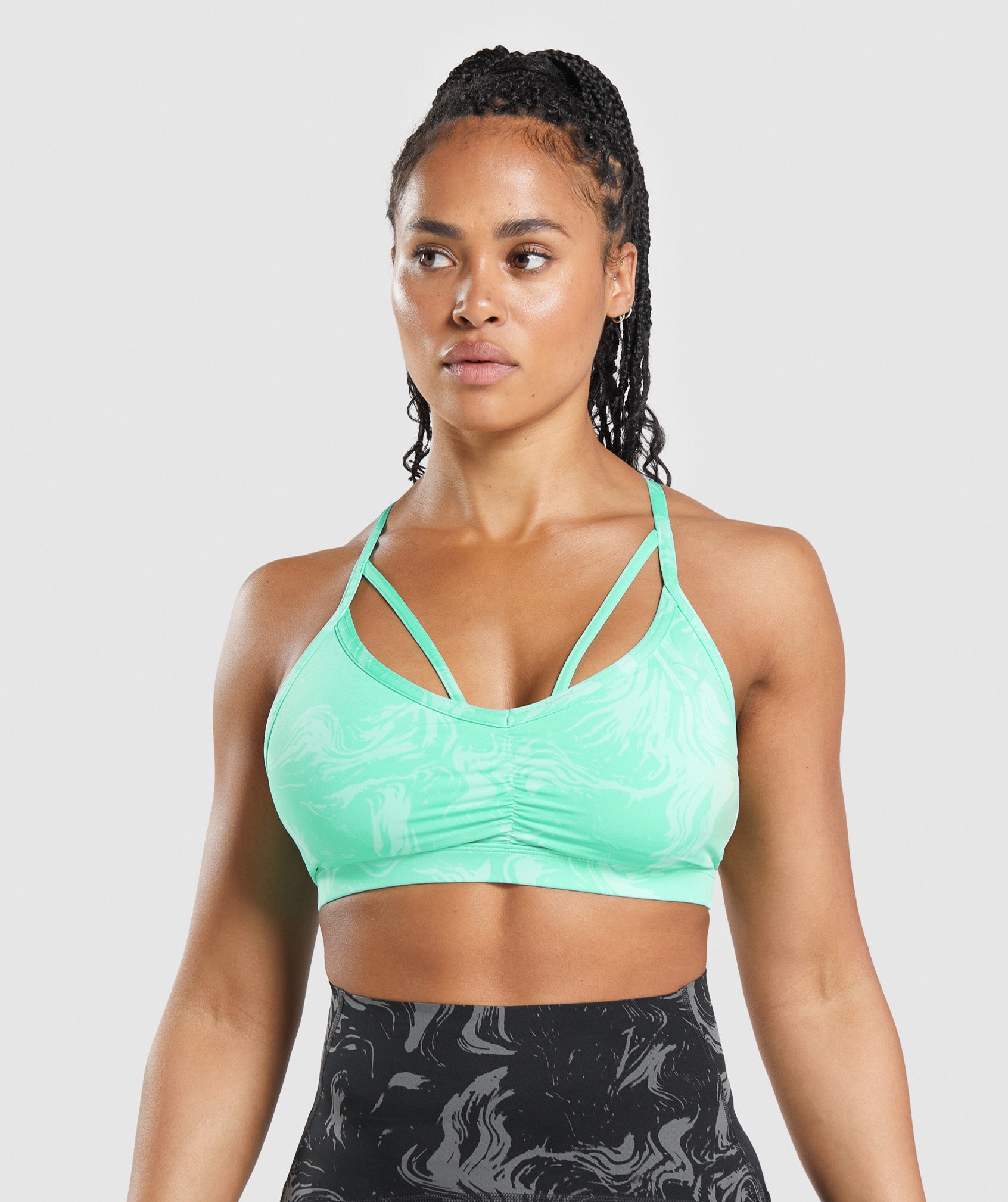 Light Turquoise Women\'s Gymshark GS Power Sports Bra | VDQZUH-307