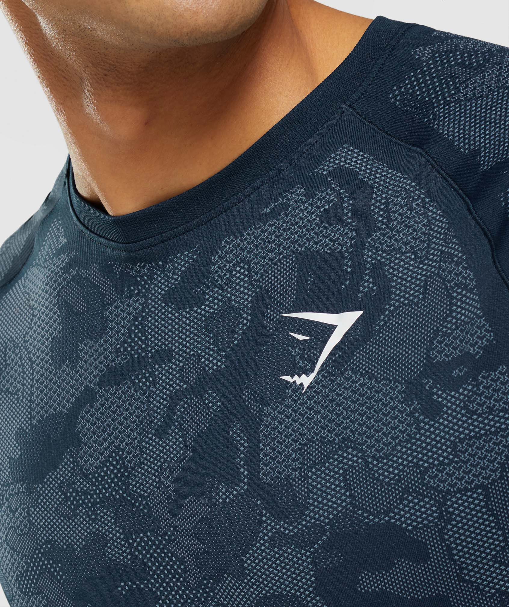 Navy / Blue Men's Gymshark Geo Seamless T Shirts | XOTNHY-260