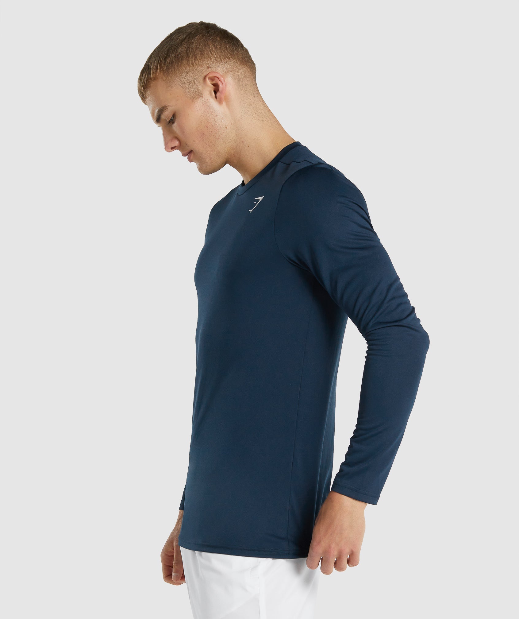 Navy Men's Gymshark Arrival Long Sleeve T Shirts | WFDQTX-967