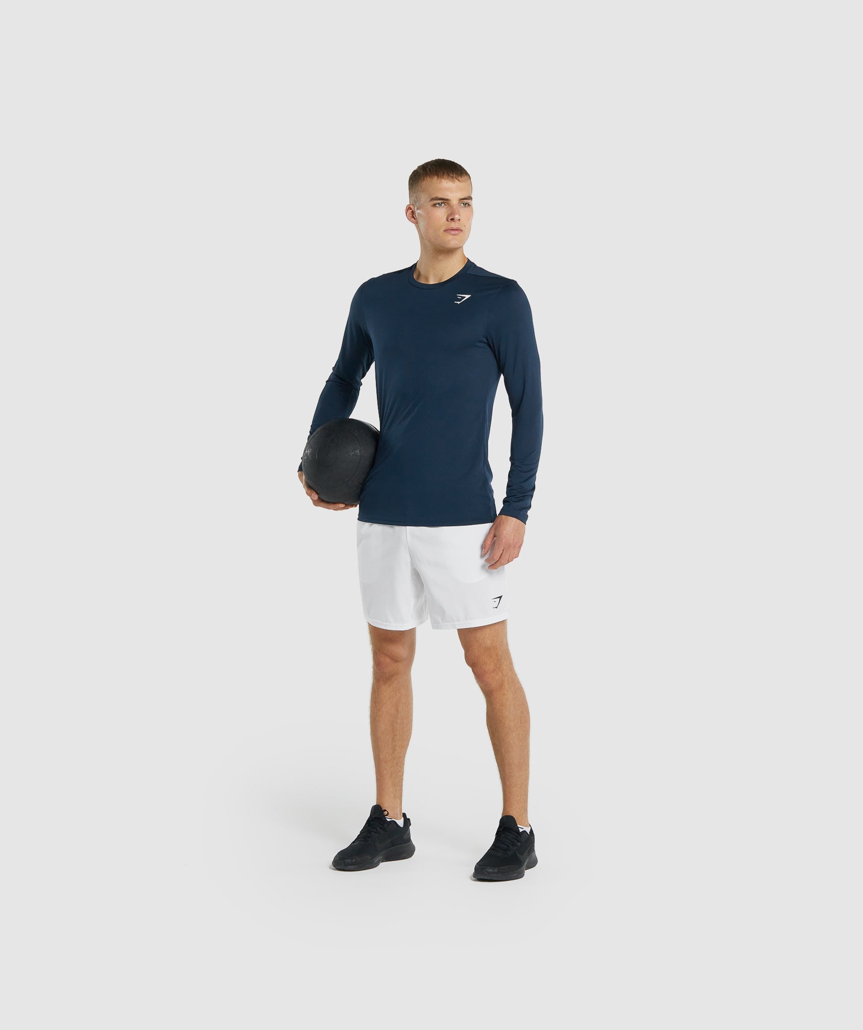 Navy Men's Gymshark Arrival Long Sleeve T Shirts | WFDQTX-967