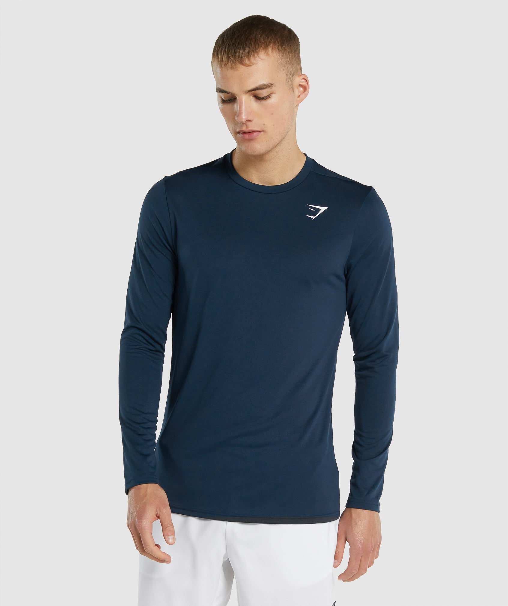 Navy Men\'s Gymshark Arrival Long Sleeve T Shirts | WFDQTX-967