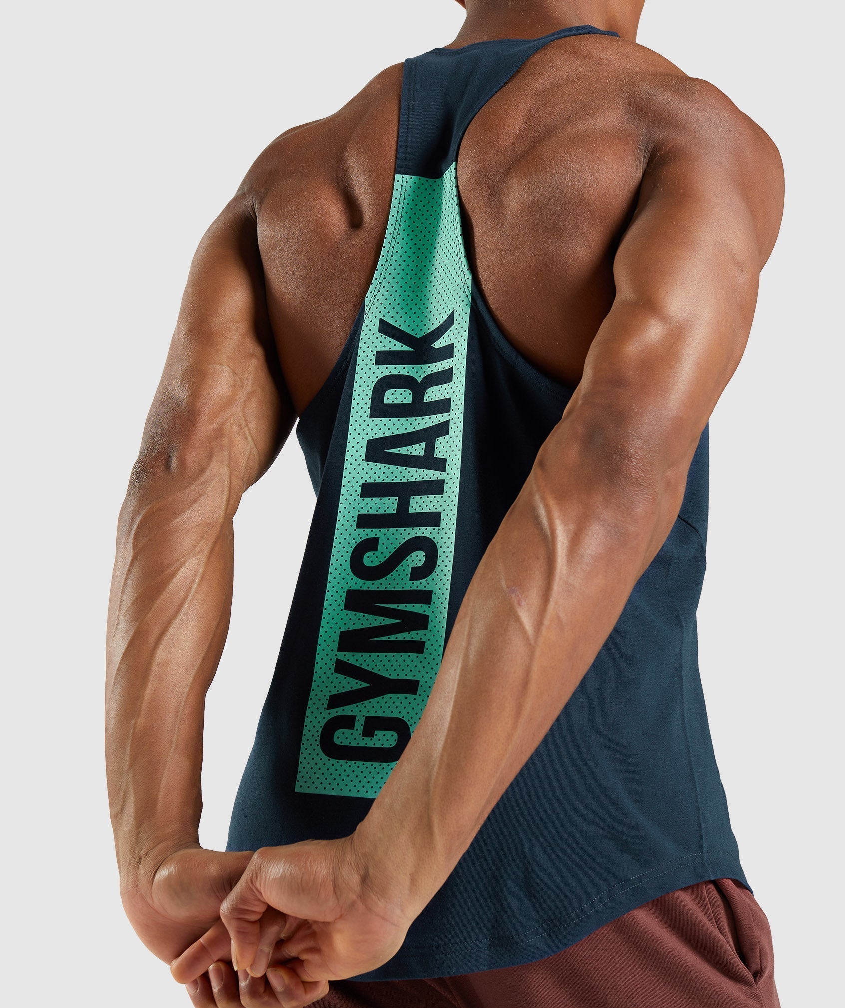 Navy Men's Gymshark Bold Stringer Vest | KRCQHI-251