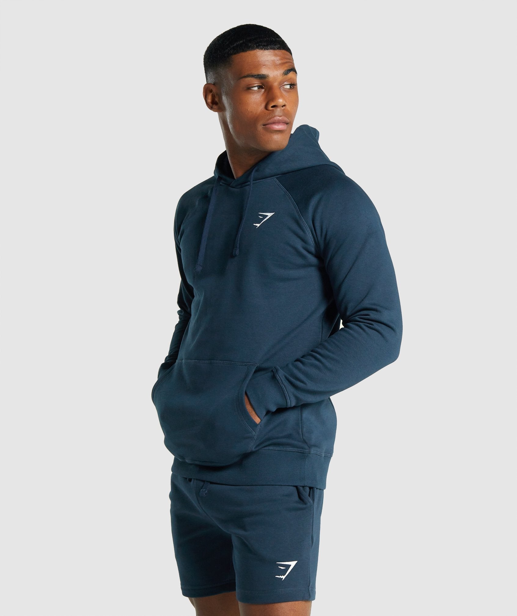 Navy Men's Gymshark Crest Hoodie | CSZEKM-052