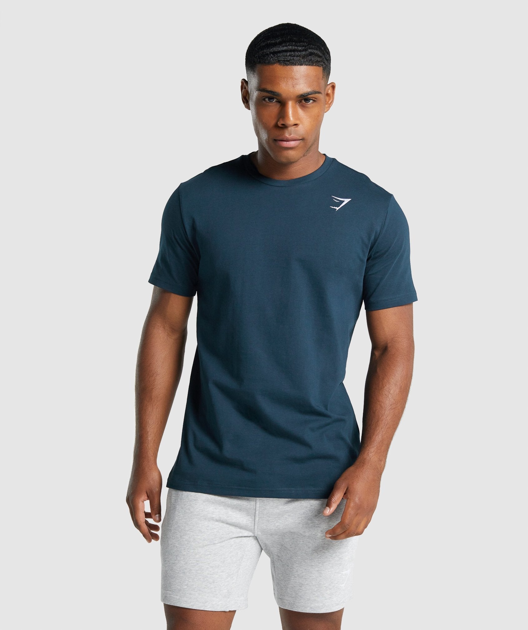 Navy Men\'s Gymshark Crest T Shirts | DKJRLP-968