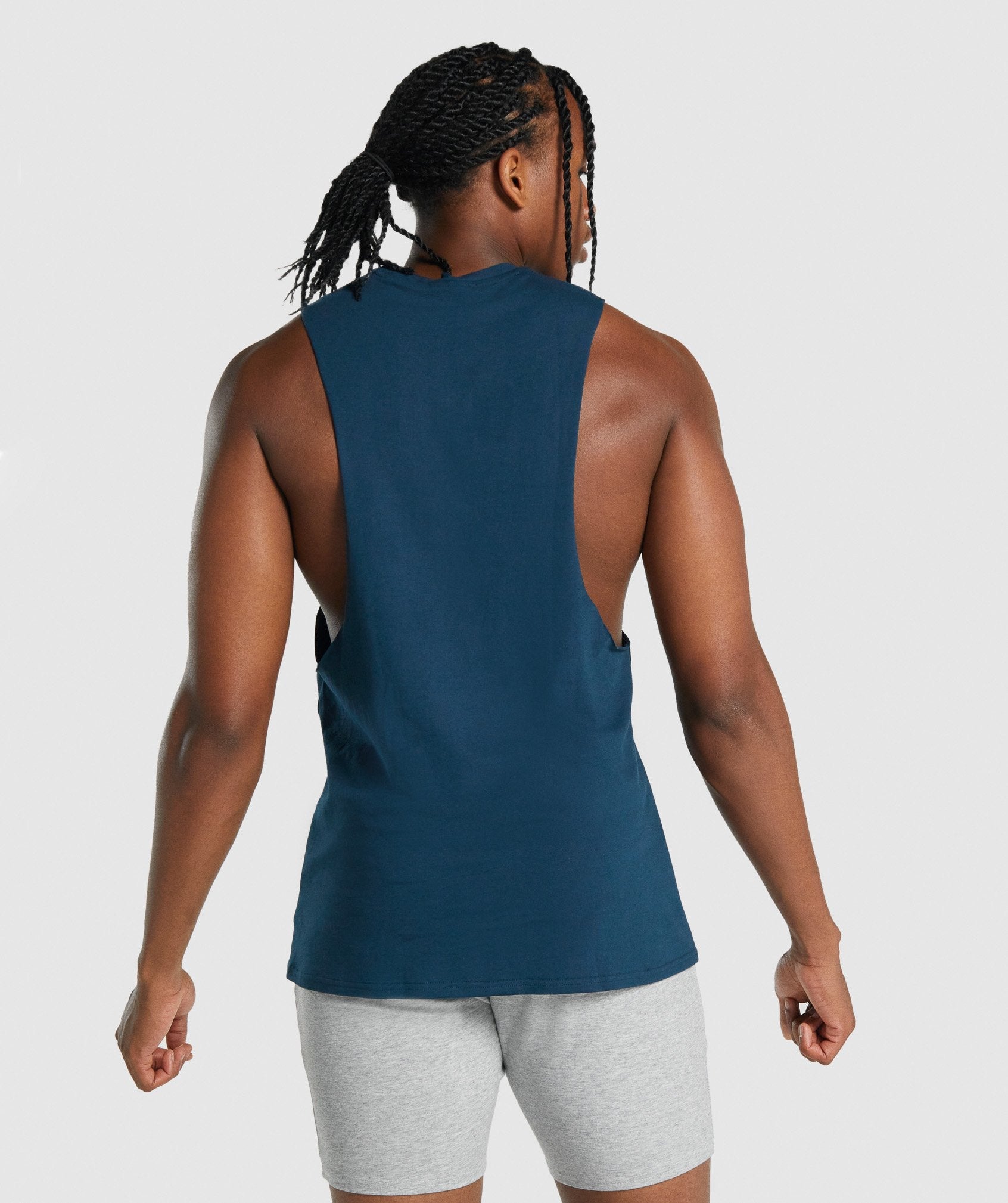 Navy Men's Gymshark Critical 2.0 Drop Arm Tanks | CPTXGR-792