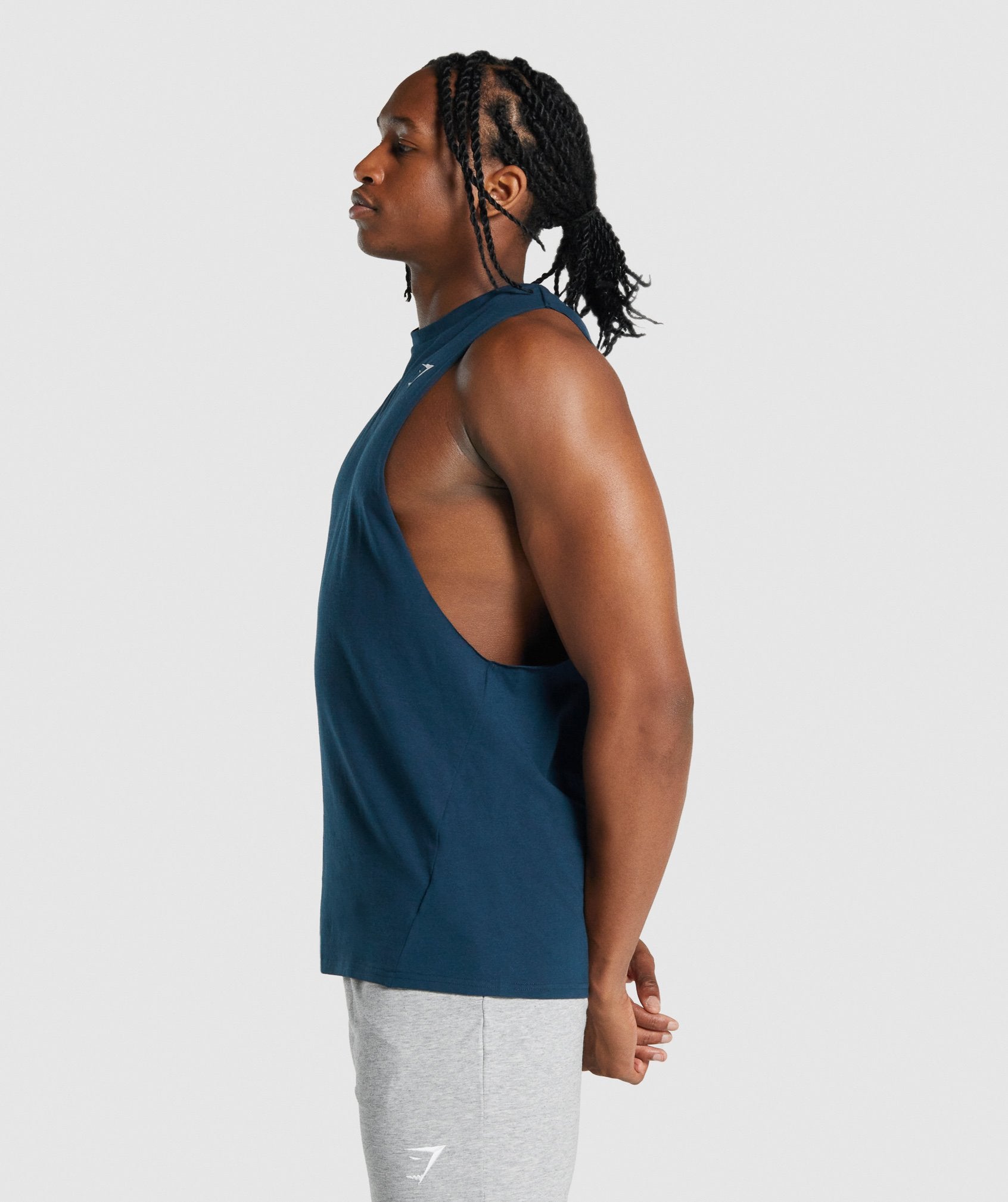 Navy Men's Gymshark Critical 2.0 Drop Arm Tanks | CPTXGR-792