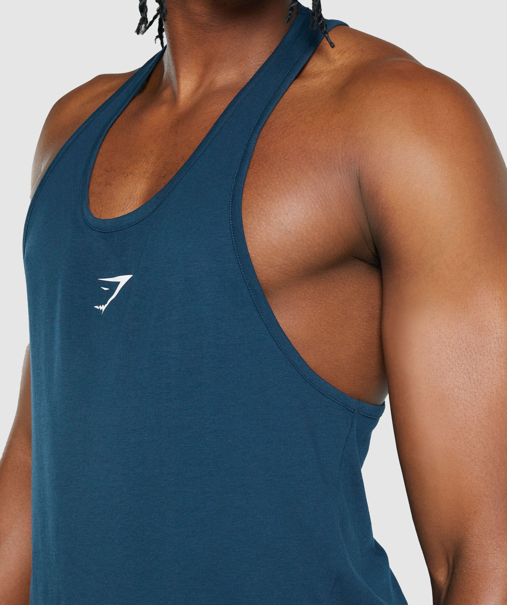 Navy Men's Gymshark Critical 2.0 Stringer Vest | SOVATB-826