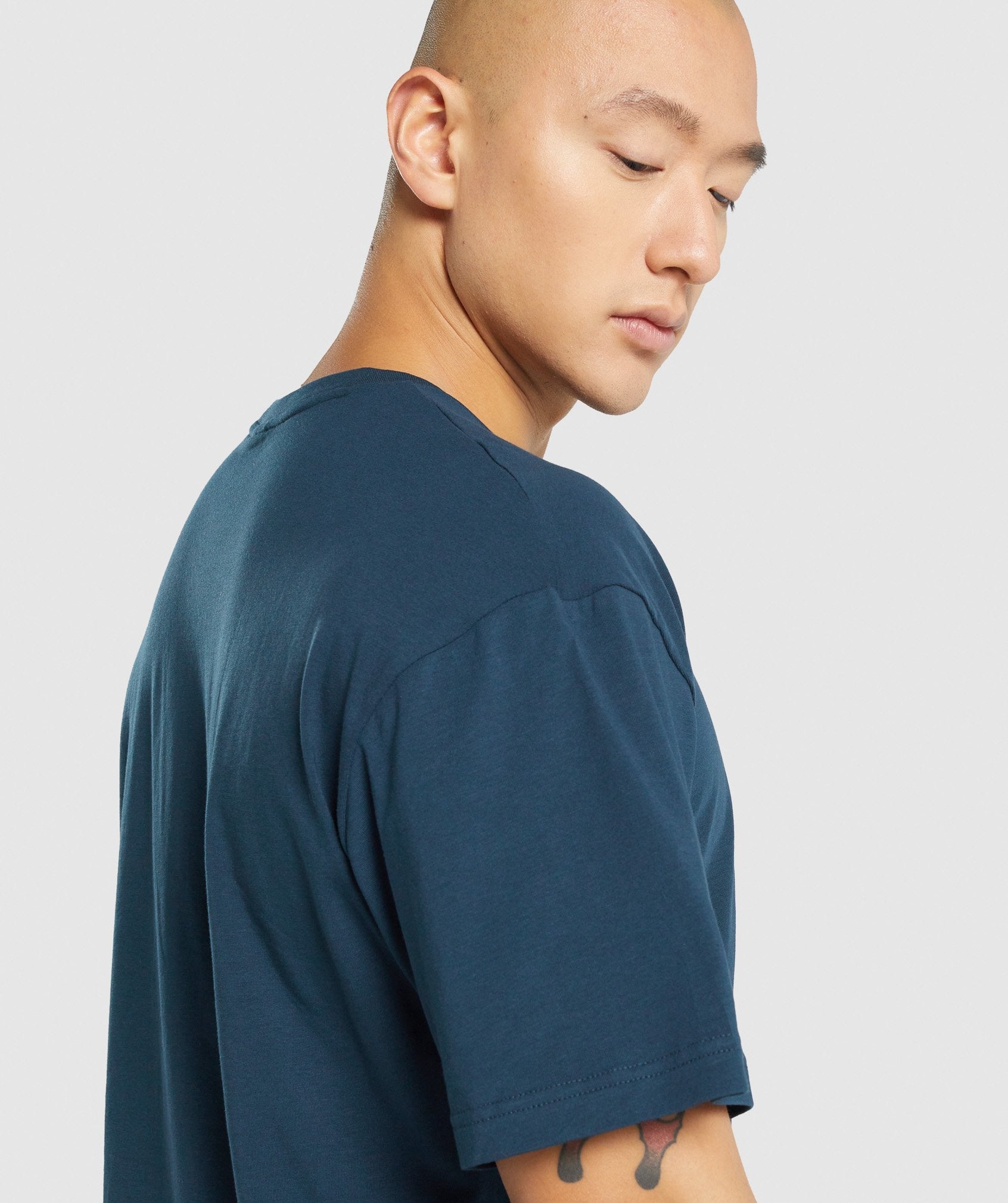 Navy Men's Gymshark Essential Oversized T Shirts | EGWAJD-023