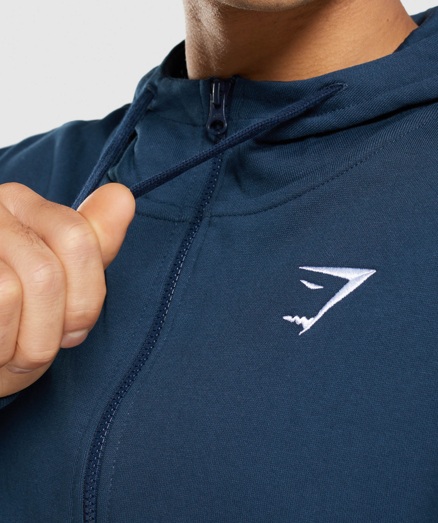 Navy Men's Gymshark Essential Zip Up Hoodie | GMXHNU-492